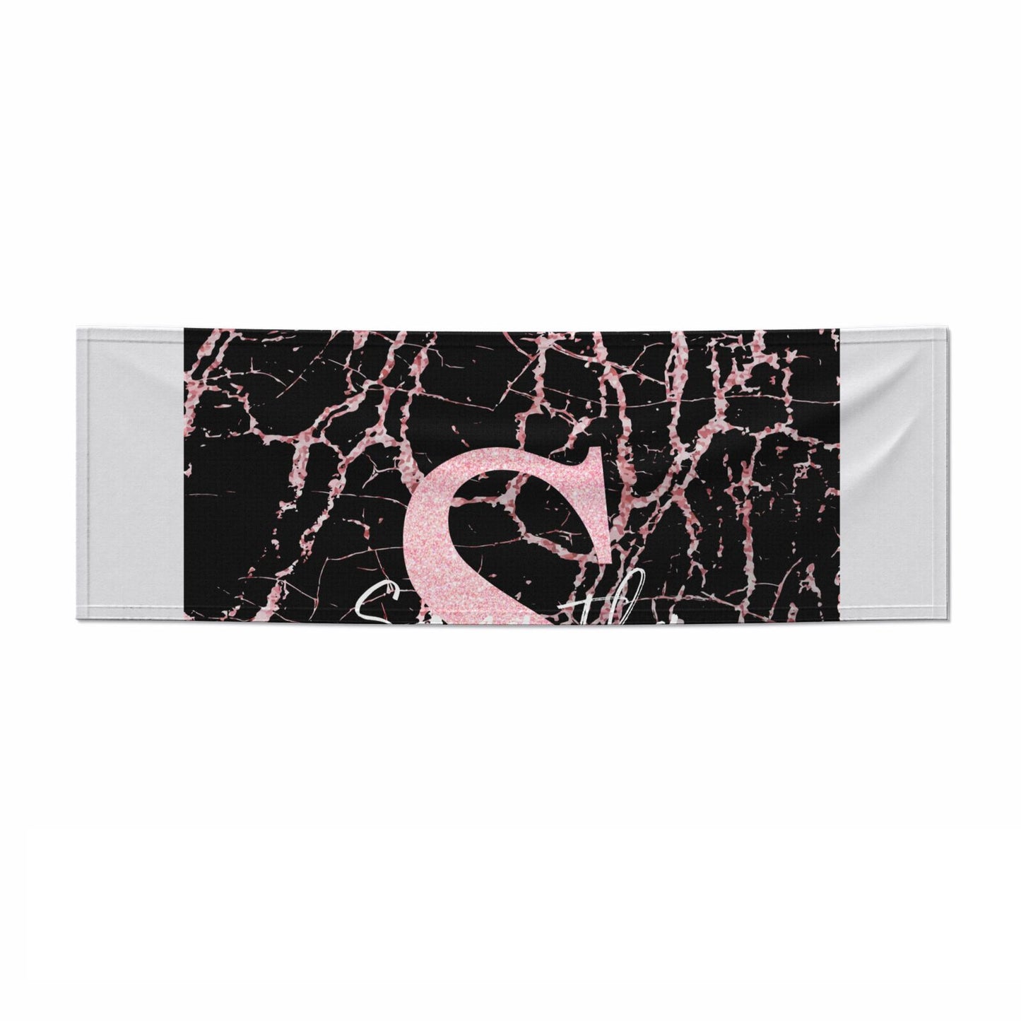 Personalised Pink Cracked Marble Glitter Initial 6x2 Paper Banner