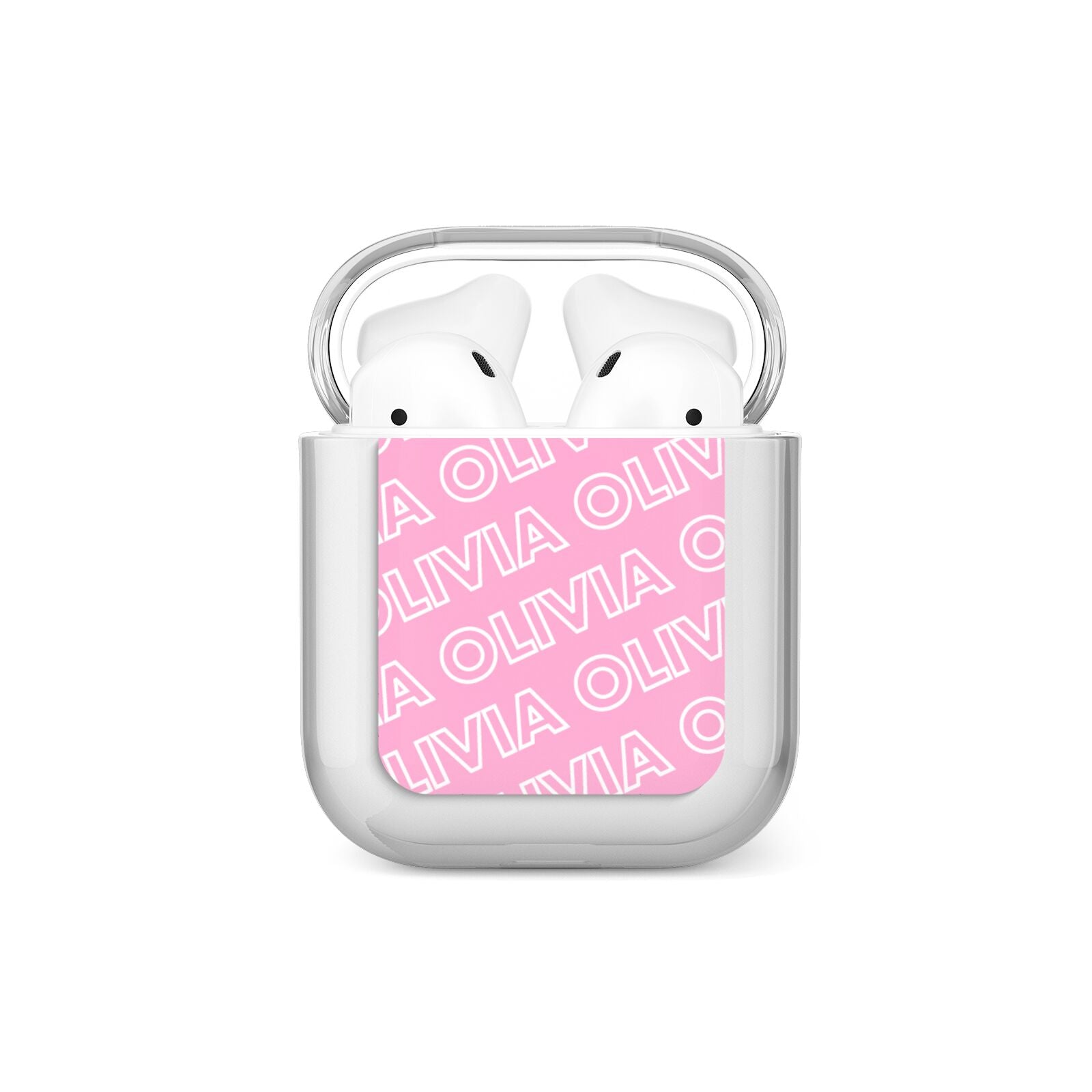 Personalised Pink Diagonal Name AirPods Case