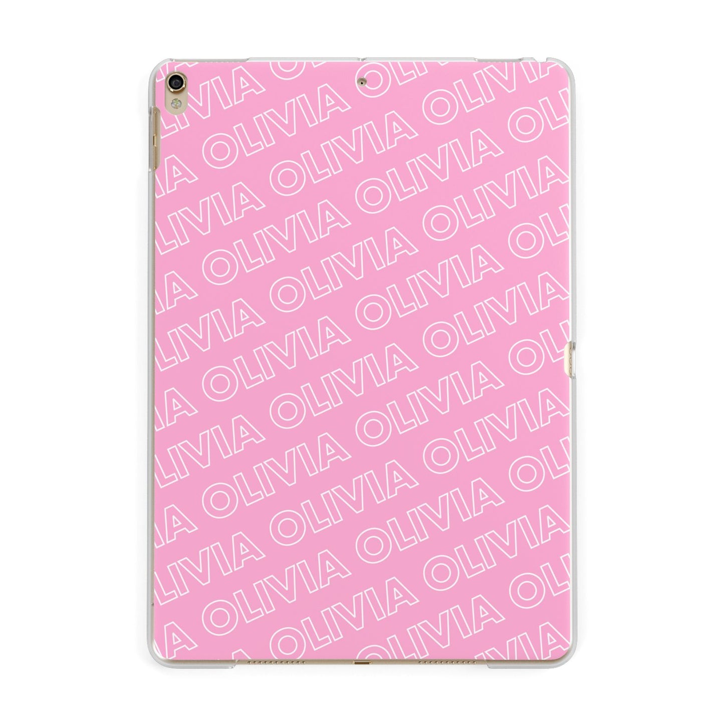 Personalised Pink Diagonal Name Apple iPad Gold Case