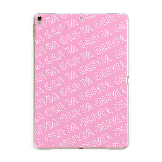 Personalised Pink Diagonal Name Apple iPad Gold Case