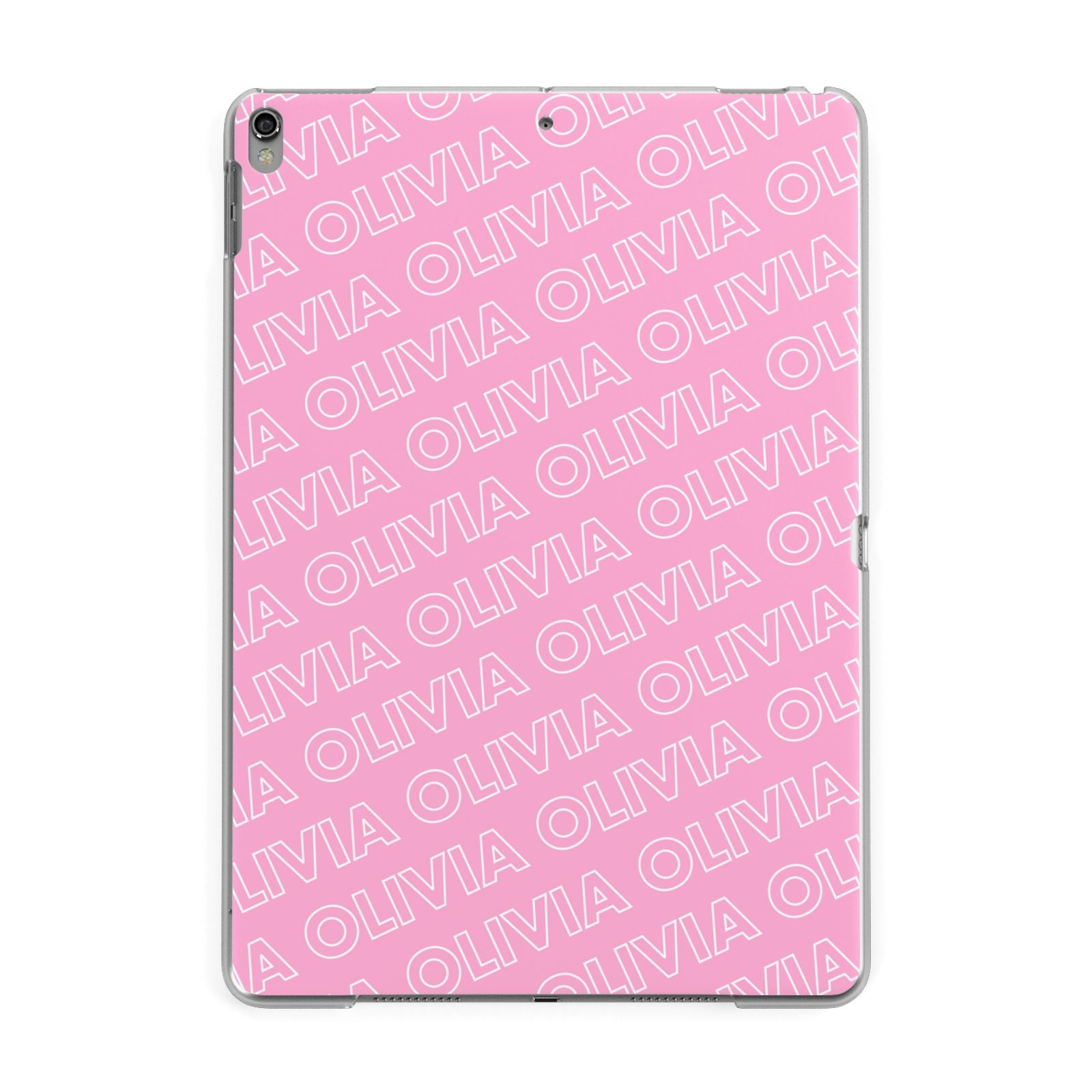 Personalised Pink Diagonal Name Apple iPad Grey Case