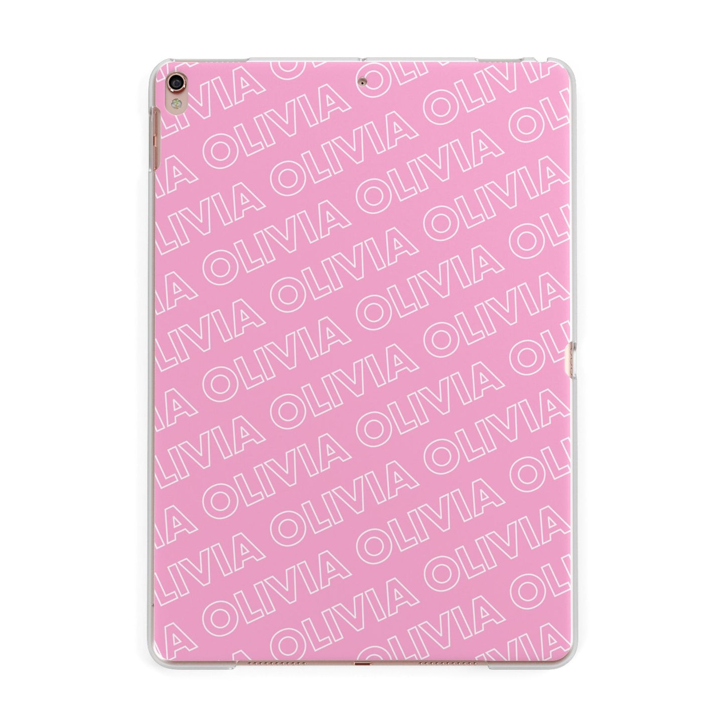 Personalised Pink Diagonal Name Apple iPad Rose Gold Case