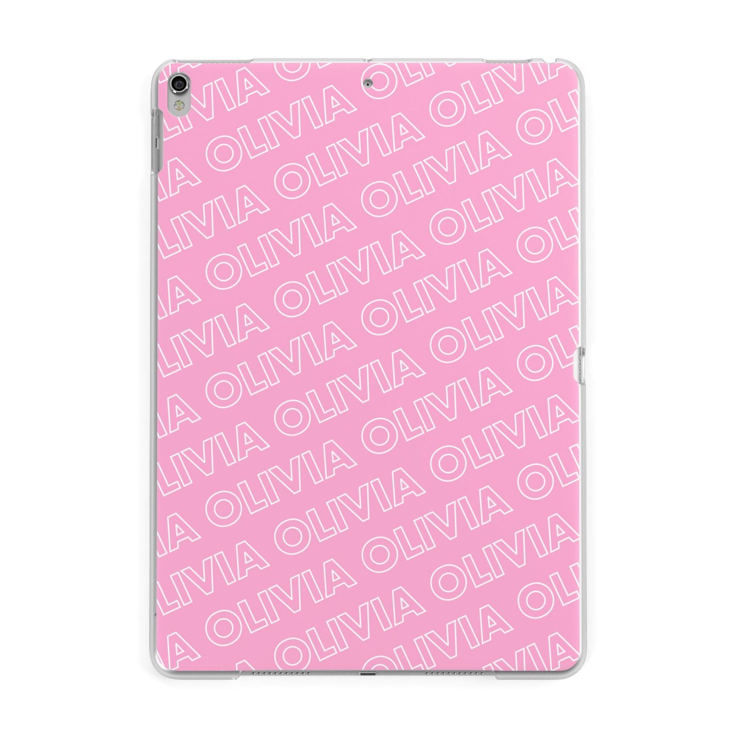 Personalised Pink Diagonal Name Apple iPad Silver Case