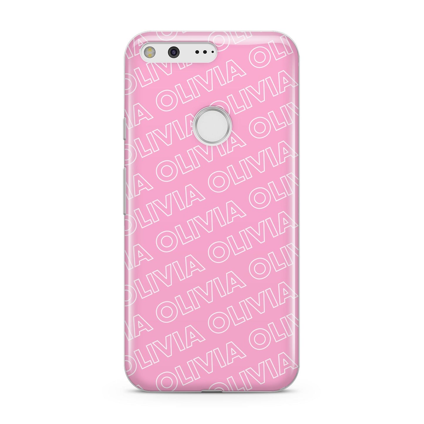 Personalised Pink Diagonal Name Google Pixel Case