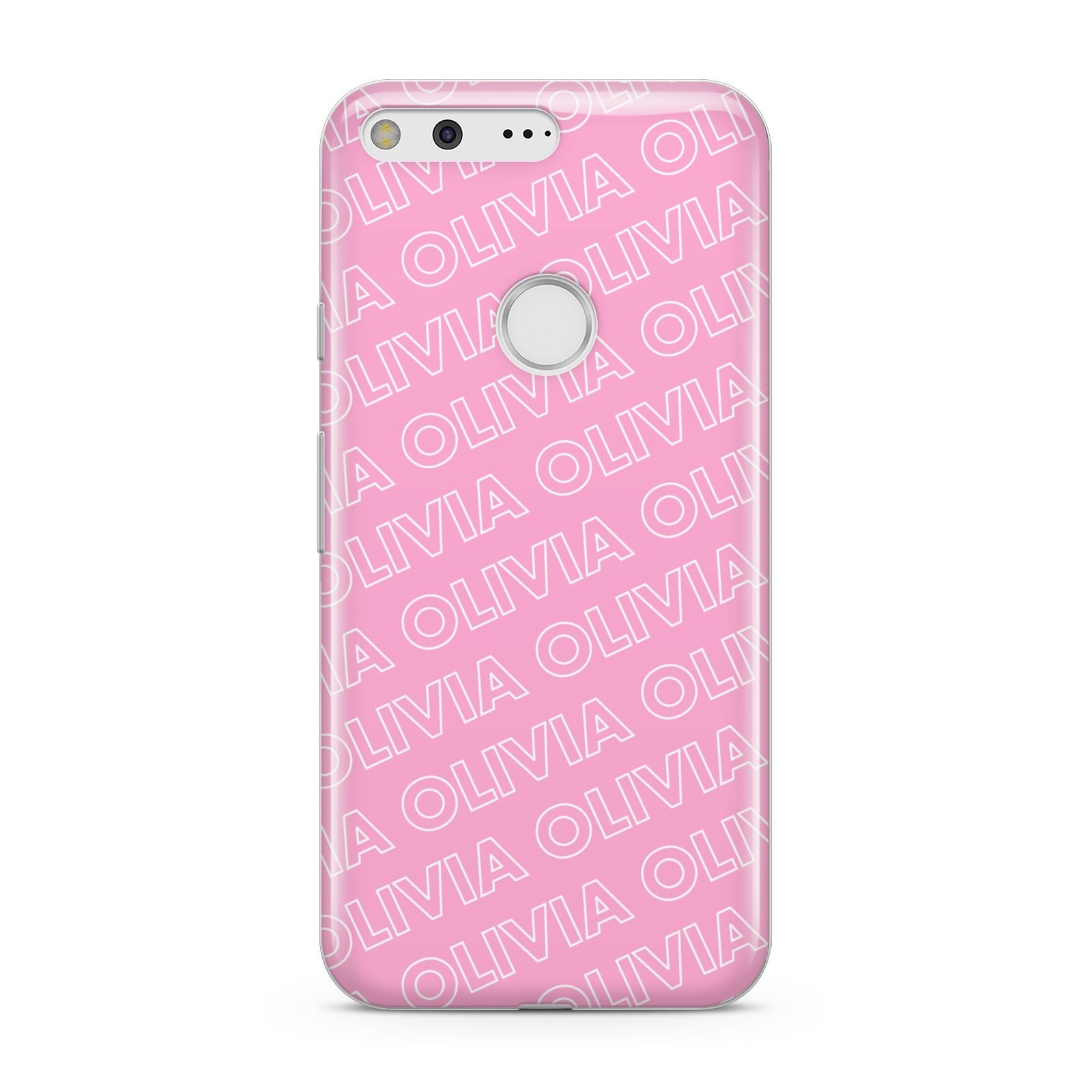 Personalised Pink Diagonal Name Google Pixel Case