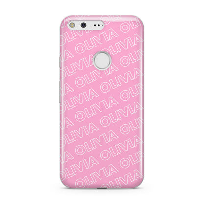 Personalised Pink Diagonal Name Google Pixel Case