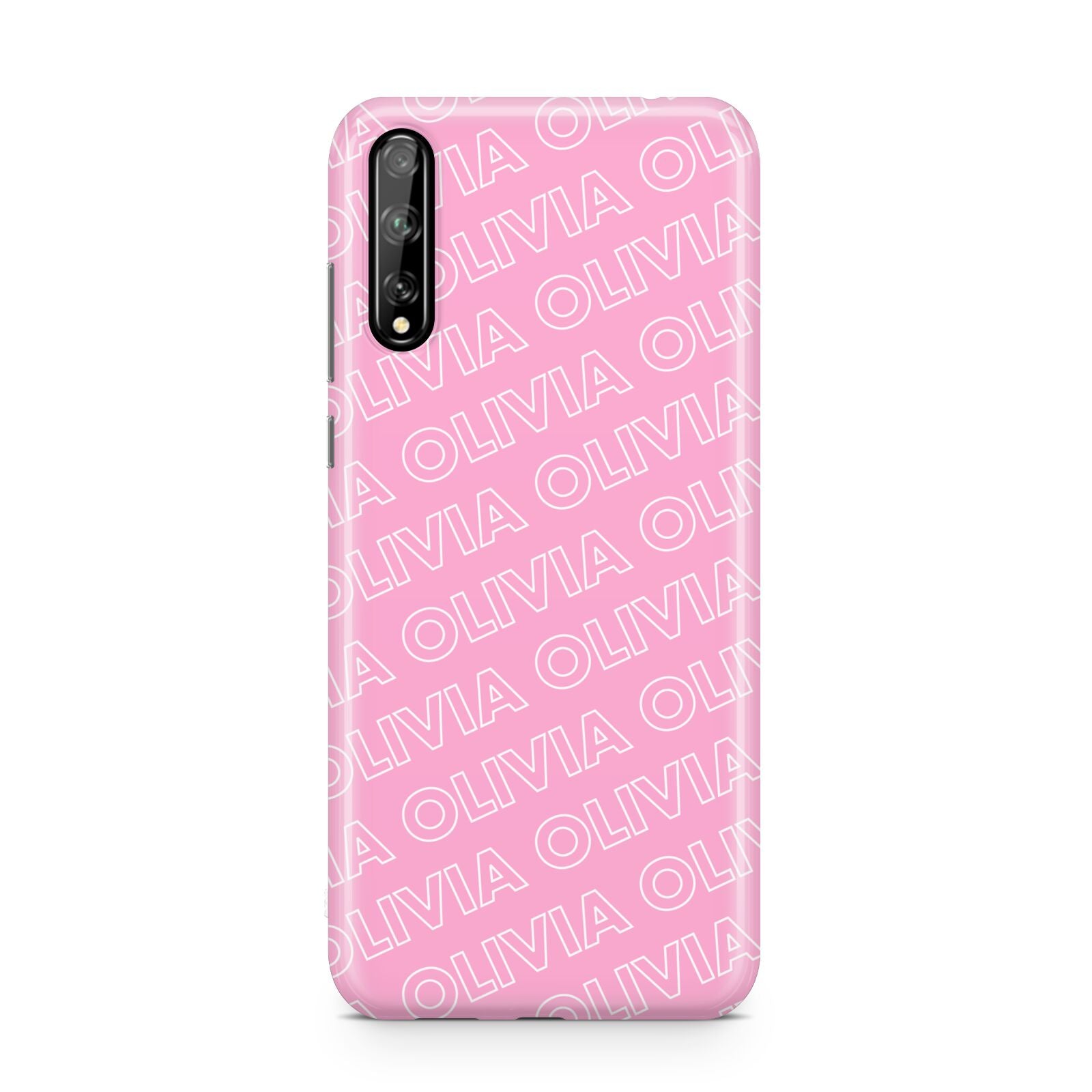 Personalised Pink Diagonal Name Huawei Enjoy 10s Phone Case