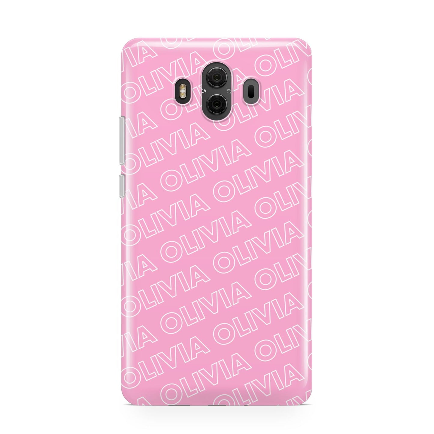 Personalised Pink Diagonal Name Huawei Mate 10 Protective Phone Case