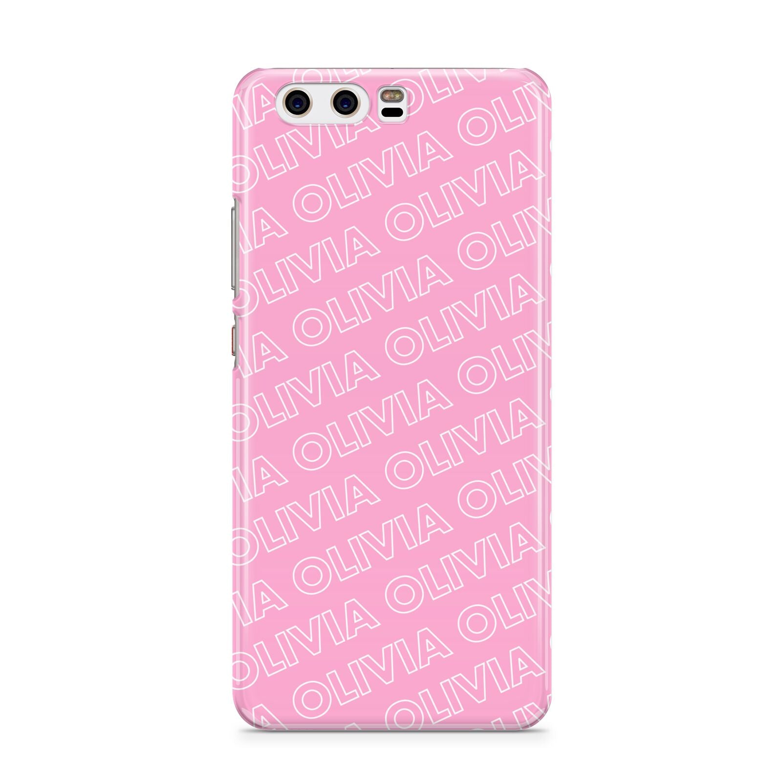 Personalised Pink Diagonal Name Huawei P10 Phone Case