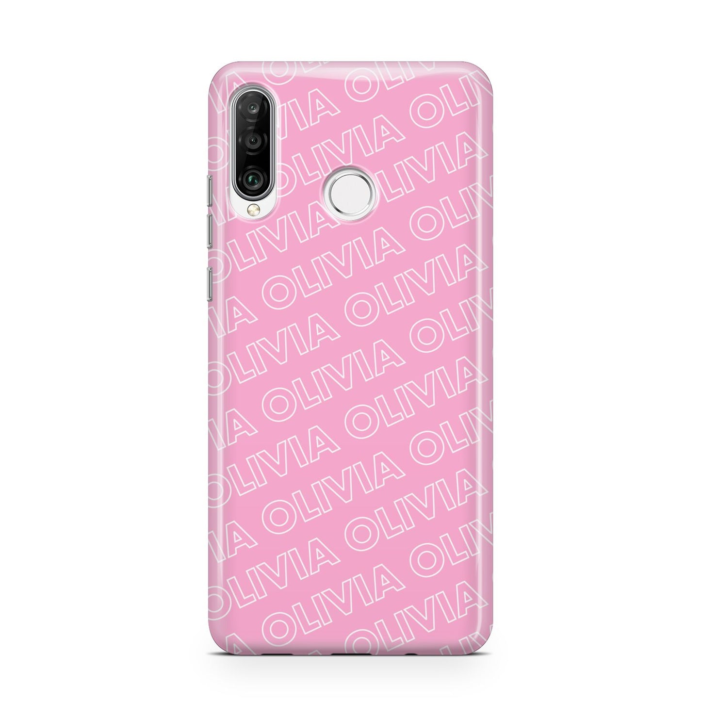 Personalised Pink Diagonal Name Huawei P30 Lite Phone Case