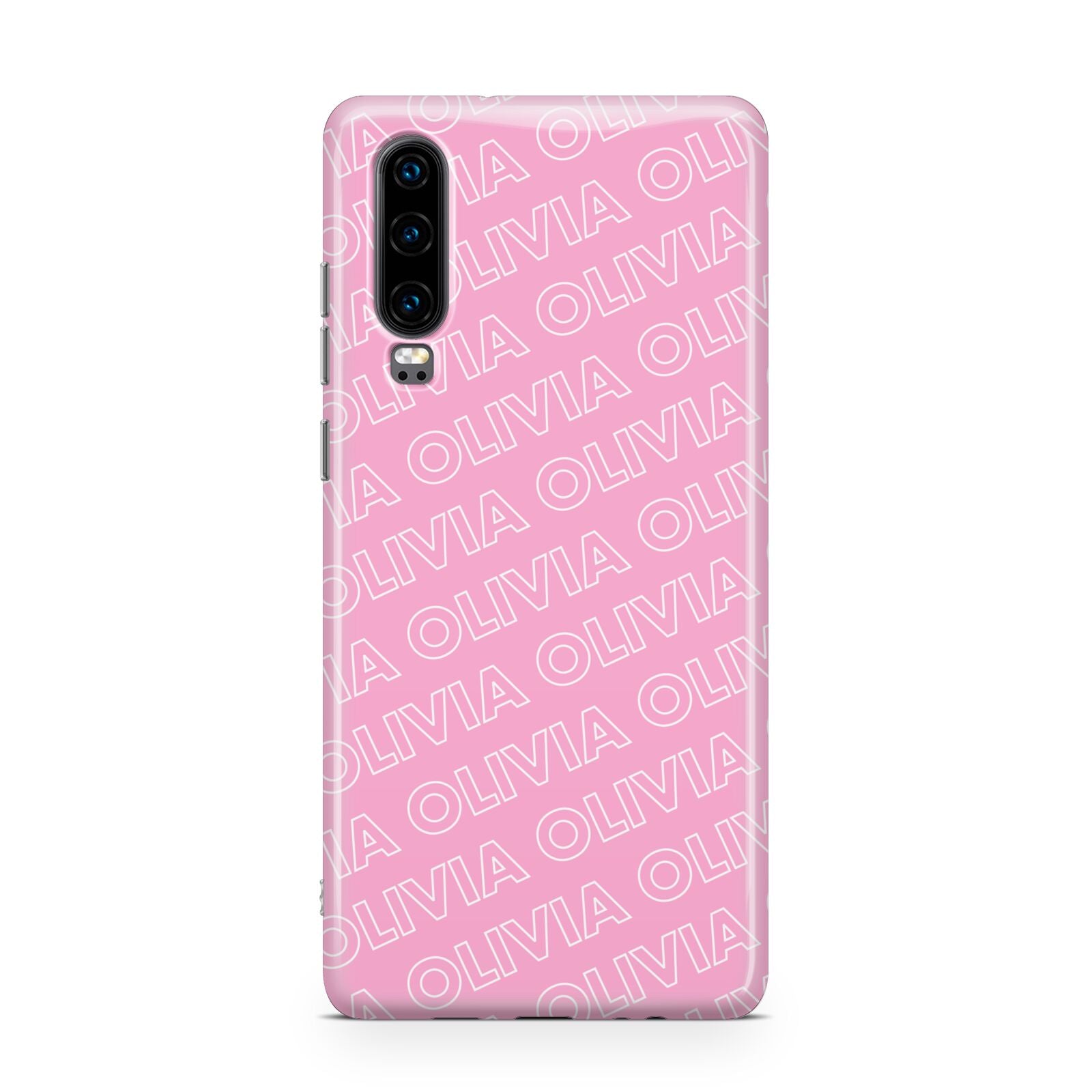 Personalised Pink Diagonal Name Huawei P30 Phone Case