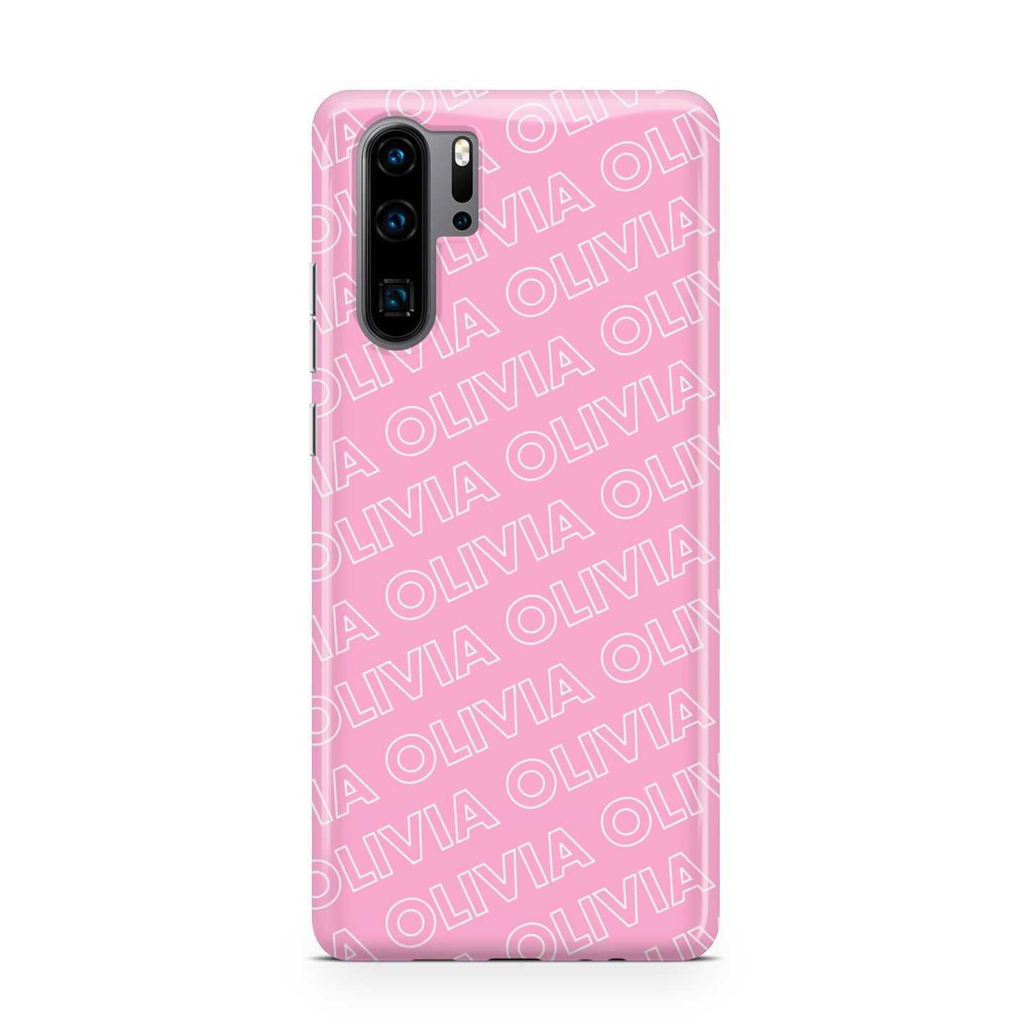 Personalised Pink Diagonal Name Huawei P30 Pro Phone Case