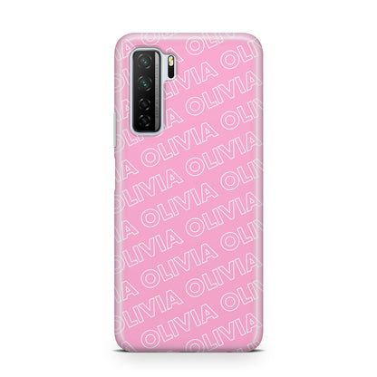 Personalised Pink Diagonal Name Huawei P40 Lite 5G Phone Case