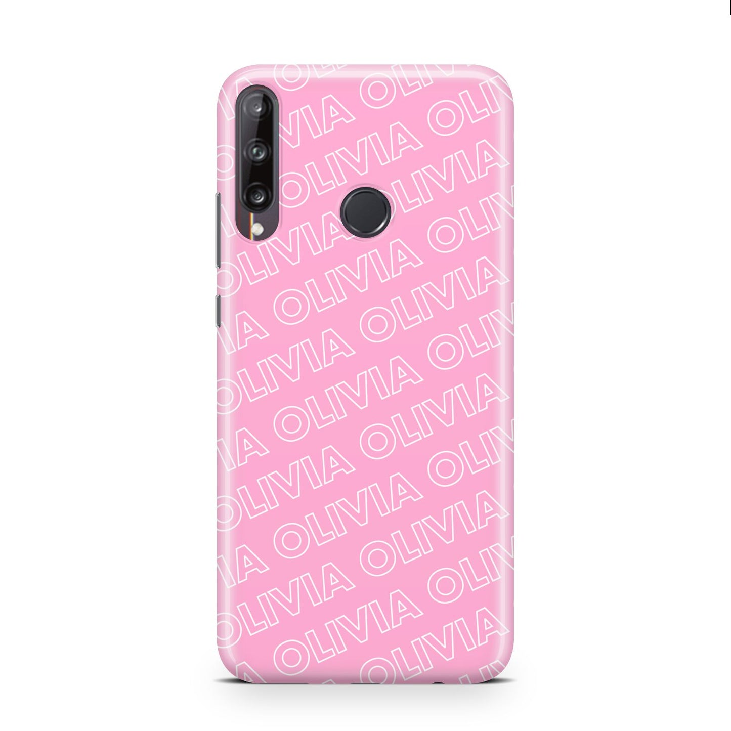 Personalised Pink Diagonal Name Huawei P40 Lite E Phone Case