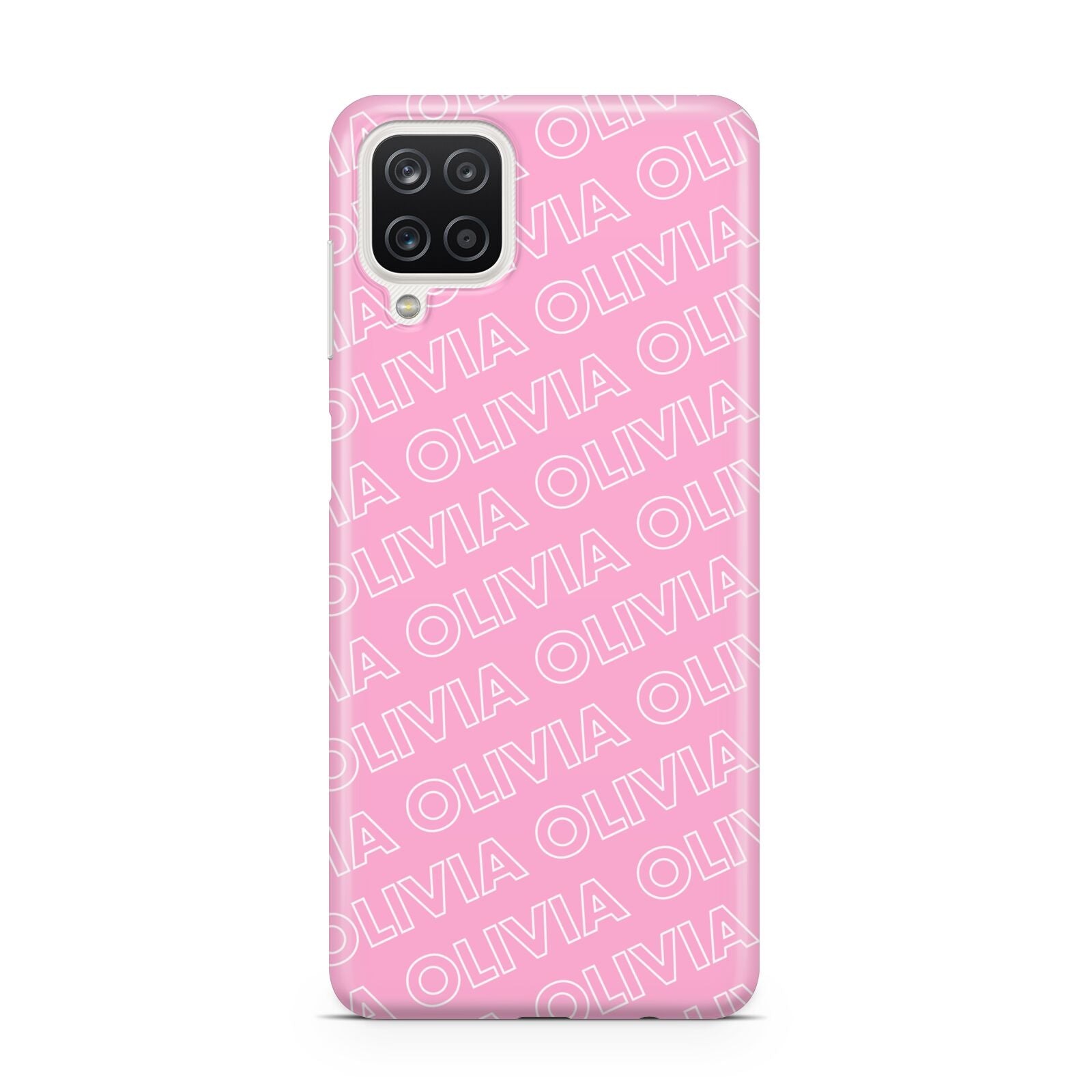 Personalised Pink Diagonal Name Samsung A12 Case