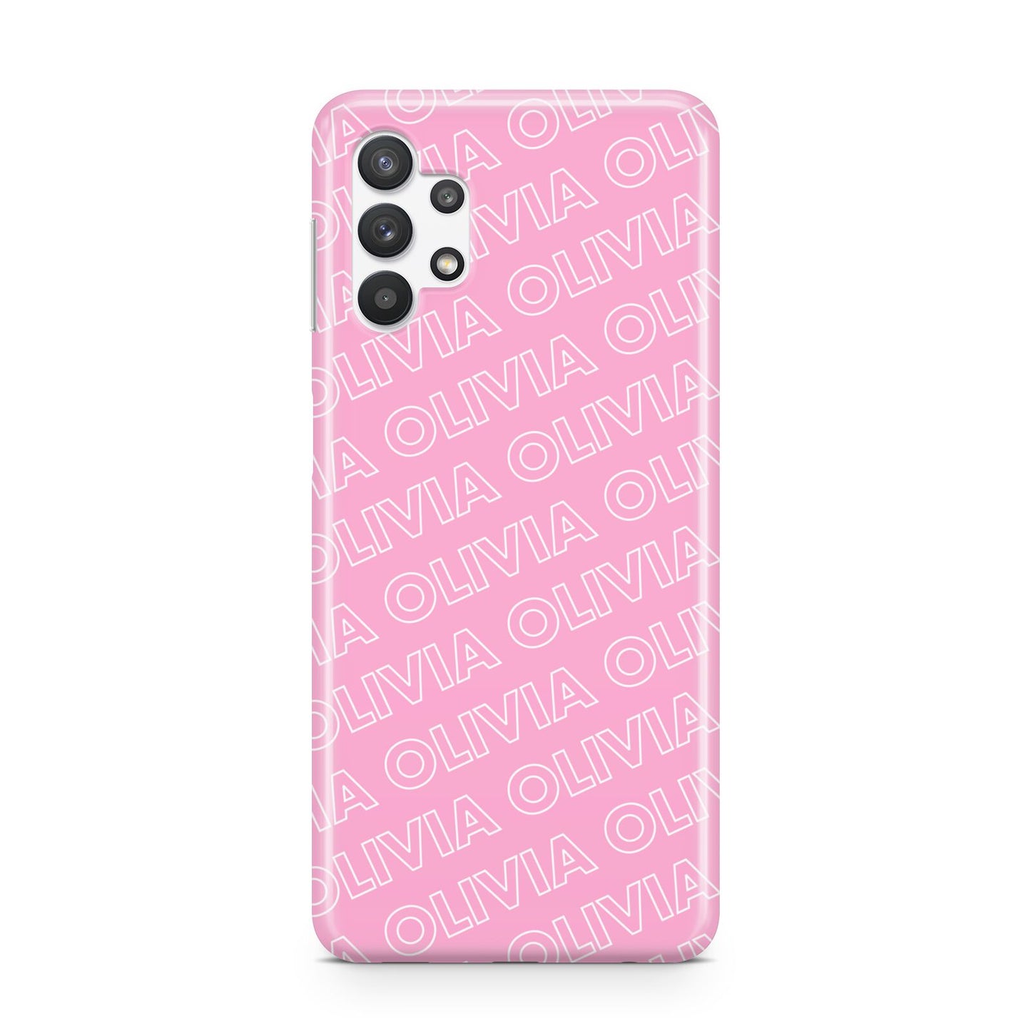 Personalised Pink Diagonal Name Samsung A32 5G Case