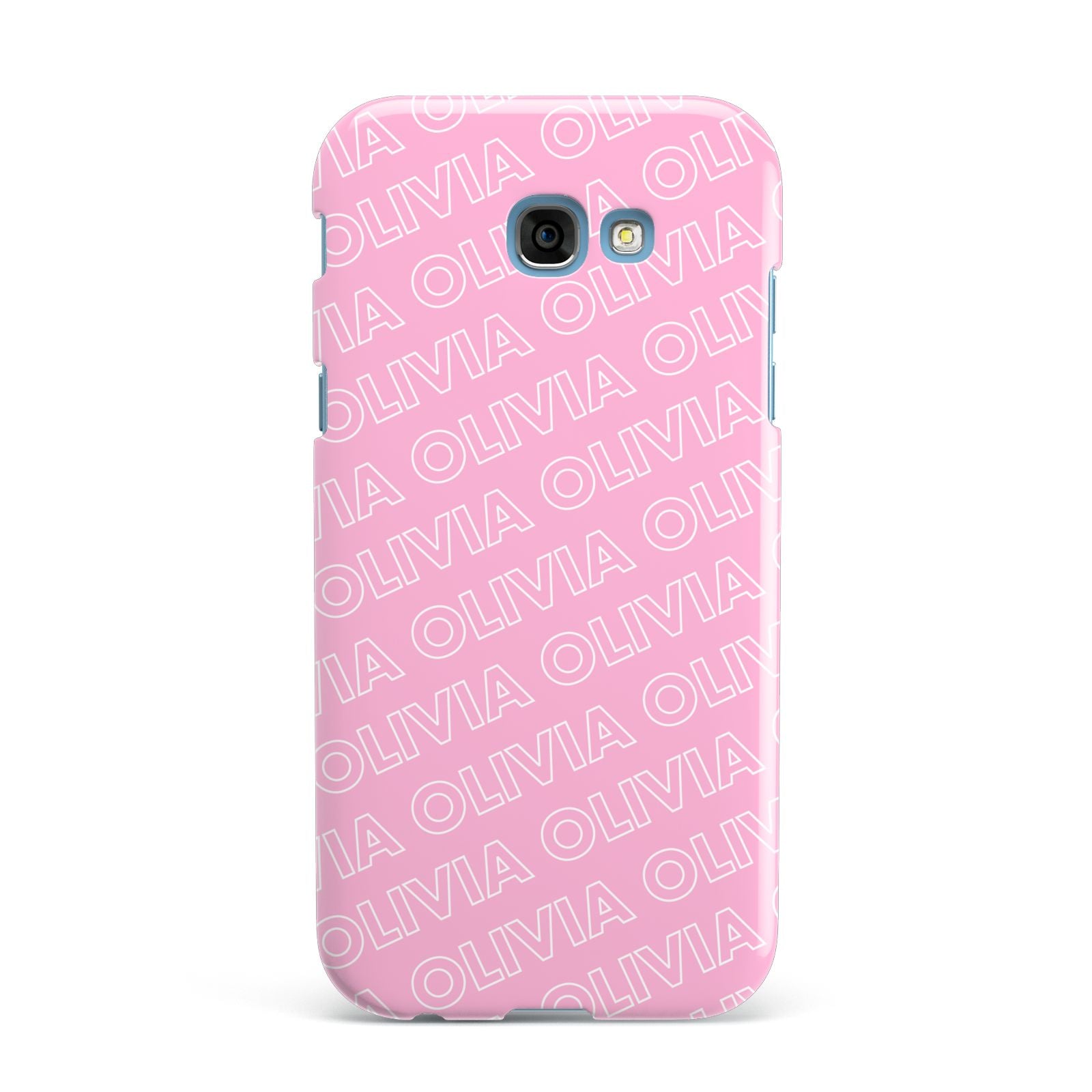 Personalised Pink Diagonal Name Samsung Galaxy A7 2017 Case