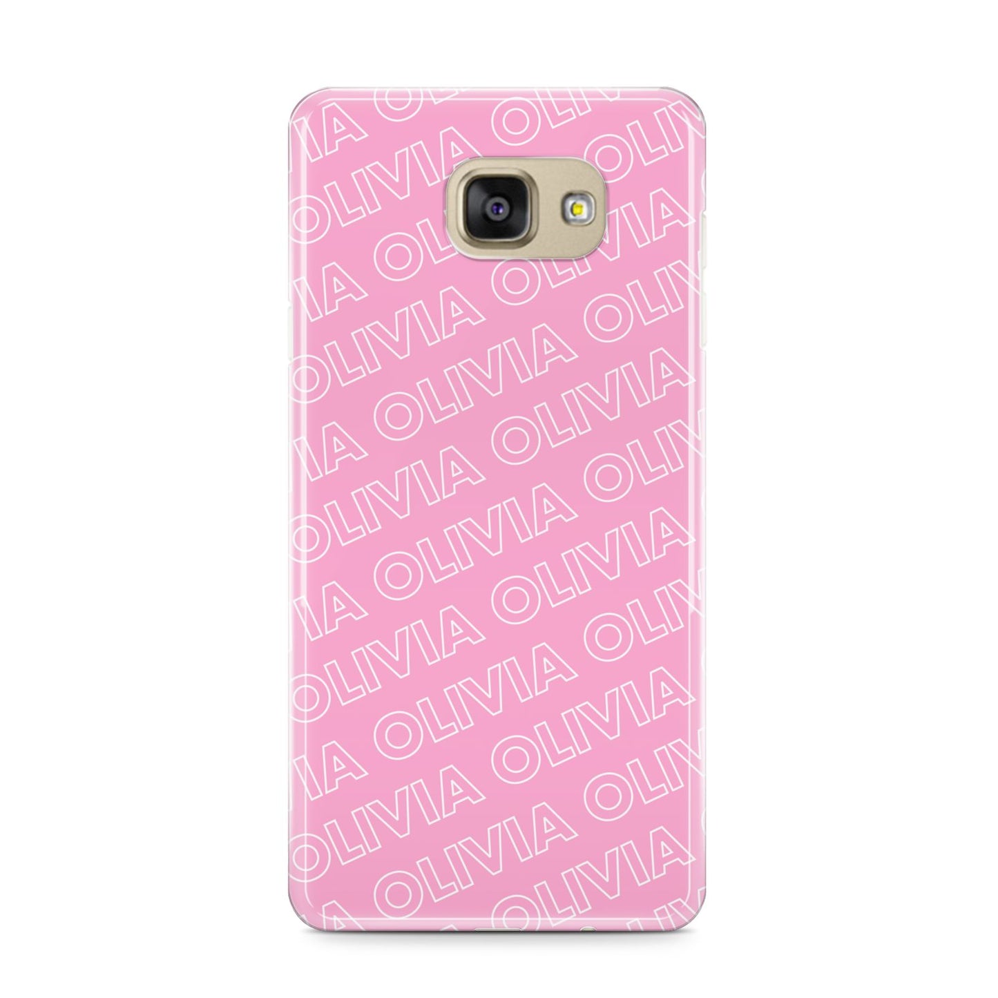 Personalised Pink Diagonal Name Samsung Galaxy A9 2016 Case on gold phone