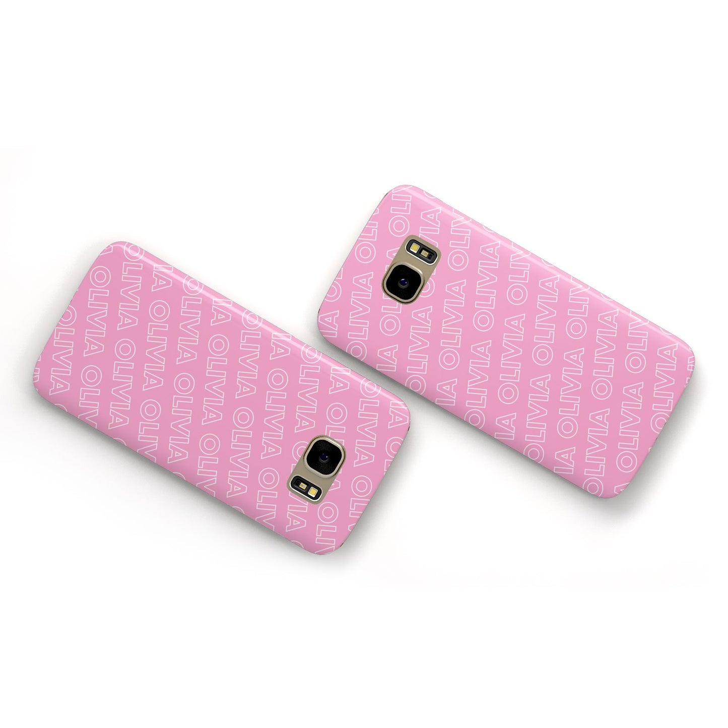 Personalised Pink Diagonal Name Samsung Galaxy Case Flat Overview