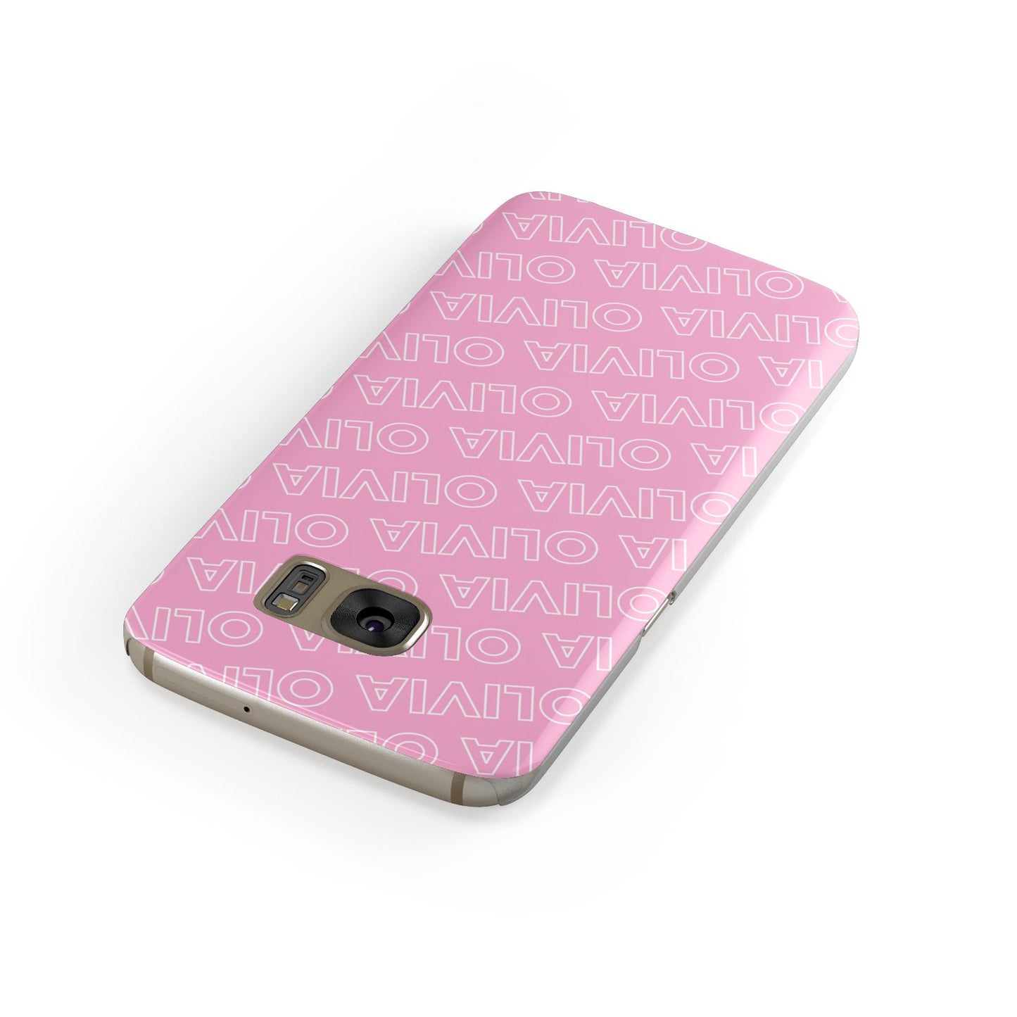 Personalised Pink Diagonal Name Samsung Galaxy Case Front Close Up