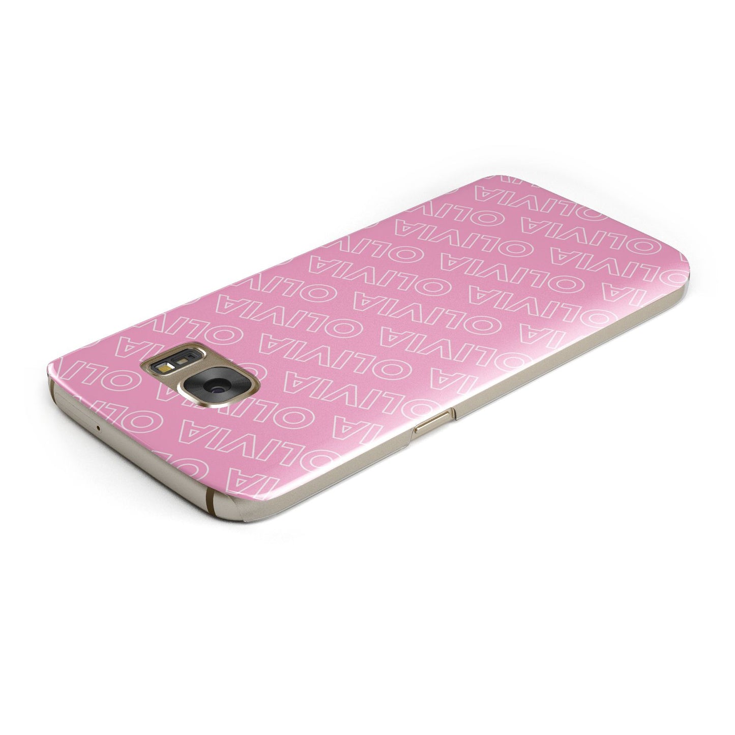 Personalised Pink Diagonal Name Samsung Galaxy Case Top Cutout