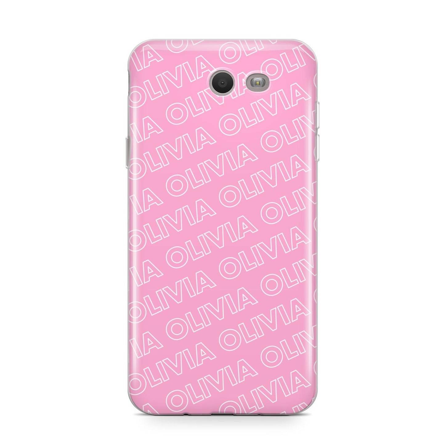 Personalised Pink Diagonal Name Samsung Galaxy J7 2017 Case