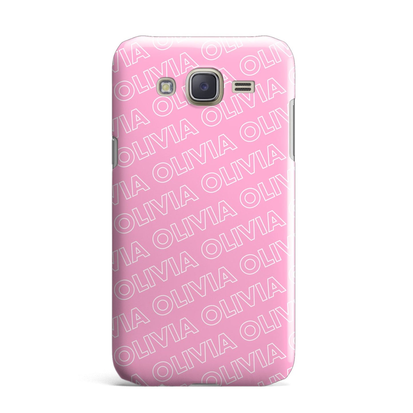 Personalised Pink Diagonal Name Samsung Galaxy J7 Case