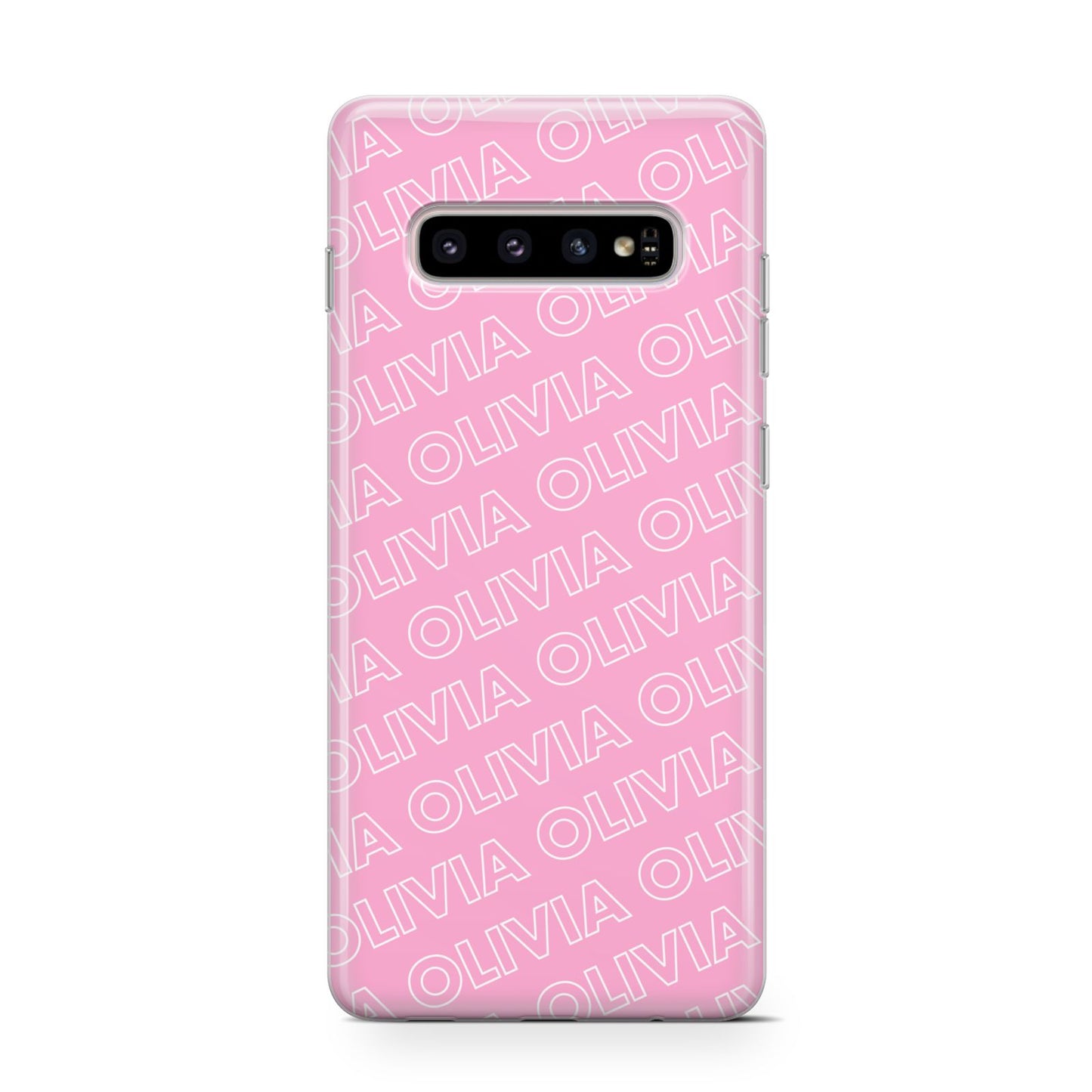 Personalised Pink Diagonal Name Samsung Galaxy S10 Case