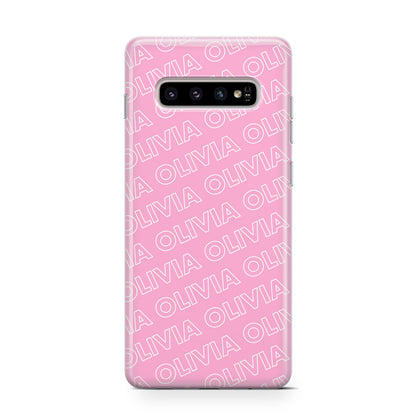 Personalised Pink Diagonal Name Samsung Galaxy S10 Case