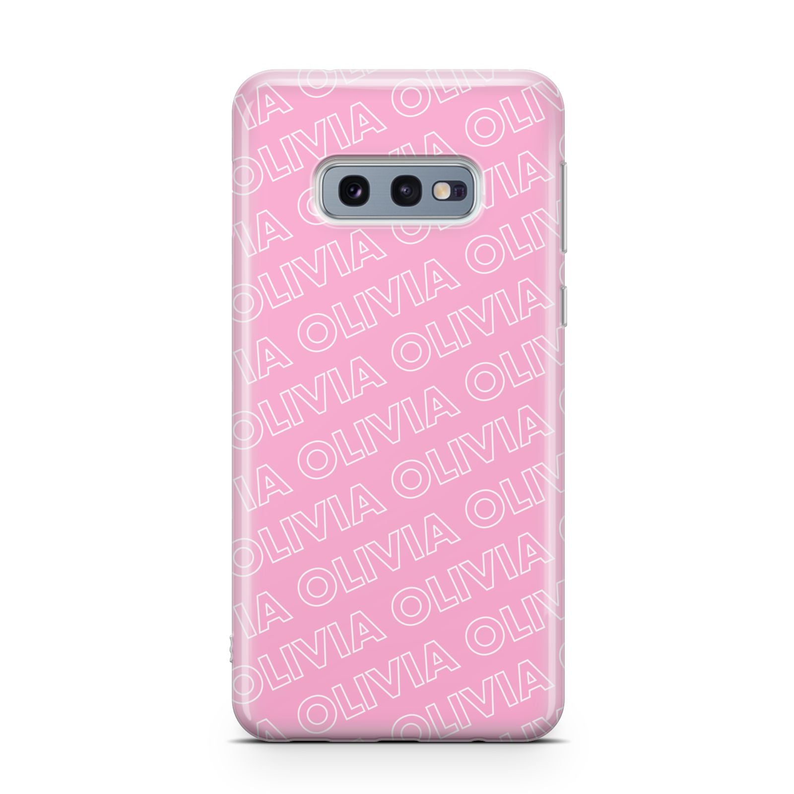 Personalised Pink Diagonal Name Samsung Galaxy S10E Case