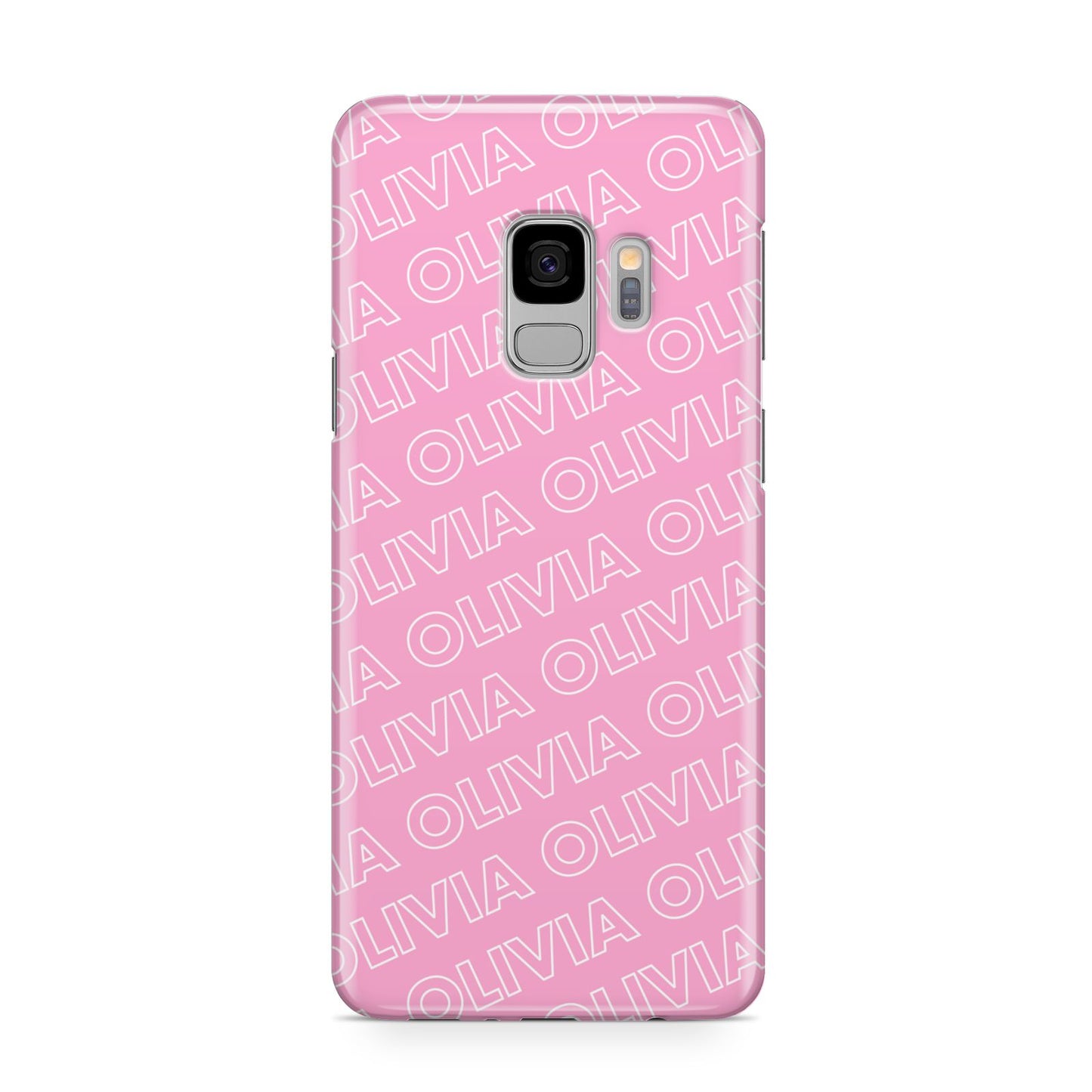 Personalised Pink Diagonal Name Samsung Galaxy S9 Case