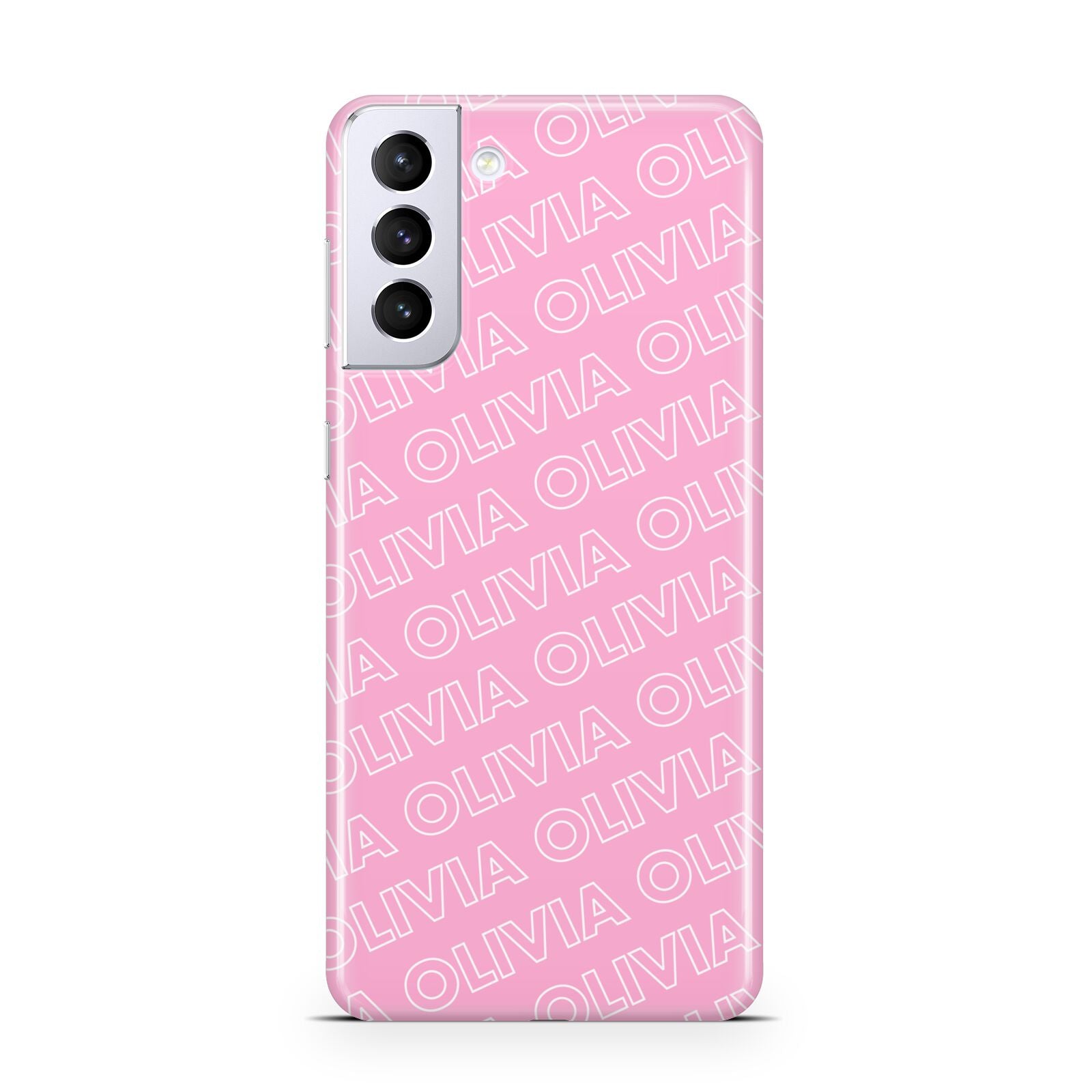 Personalised Pink Diagonal Name Samsung S21 Plus Case