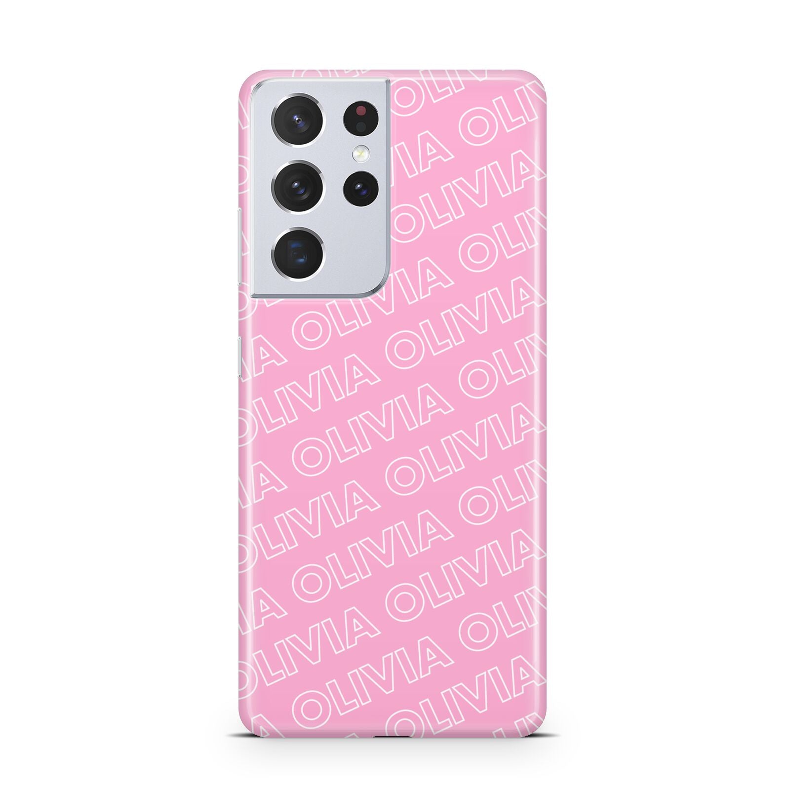 Personalised Pink Diagonal Name Samsung S21 Ultra Case