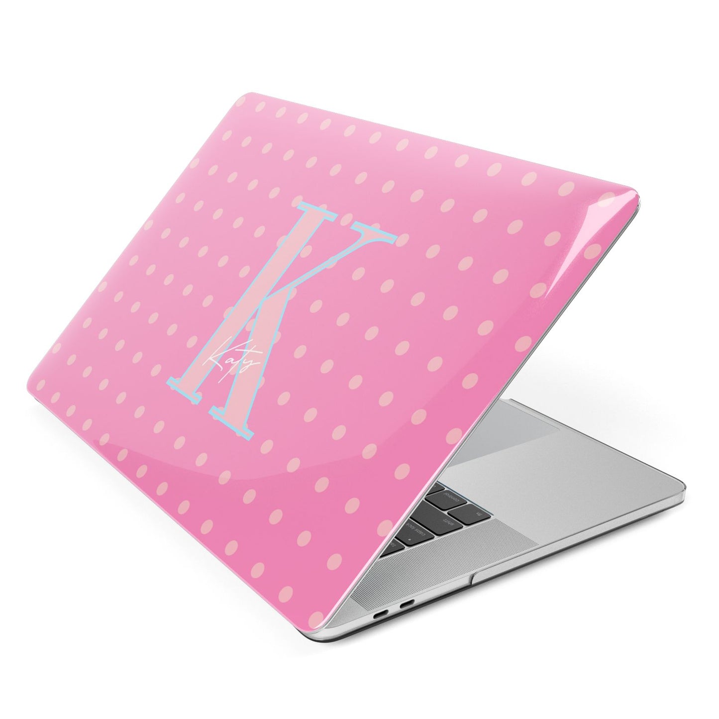 Personalised Pink Dots Apple MacBook Case Side View