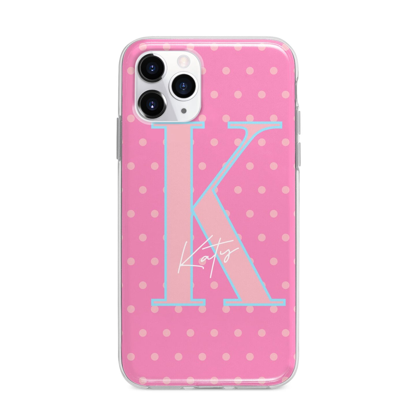 Personalised Pink Dots Apple iPhone 11 Pro in Silver with Bumper Case