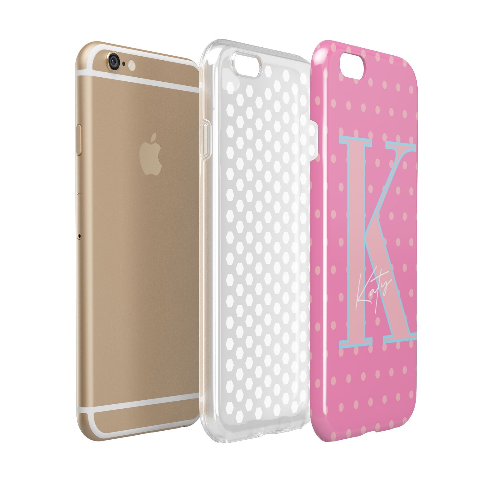 Personalised Pink Dots Apple iPhone 6 3D Tough Case Expanded view