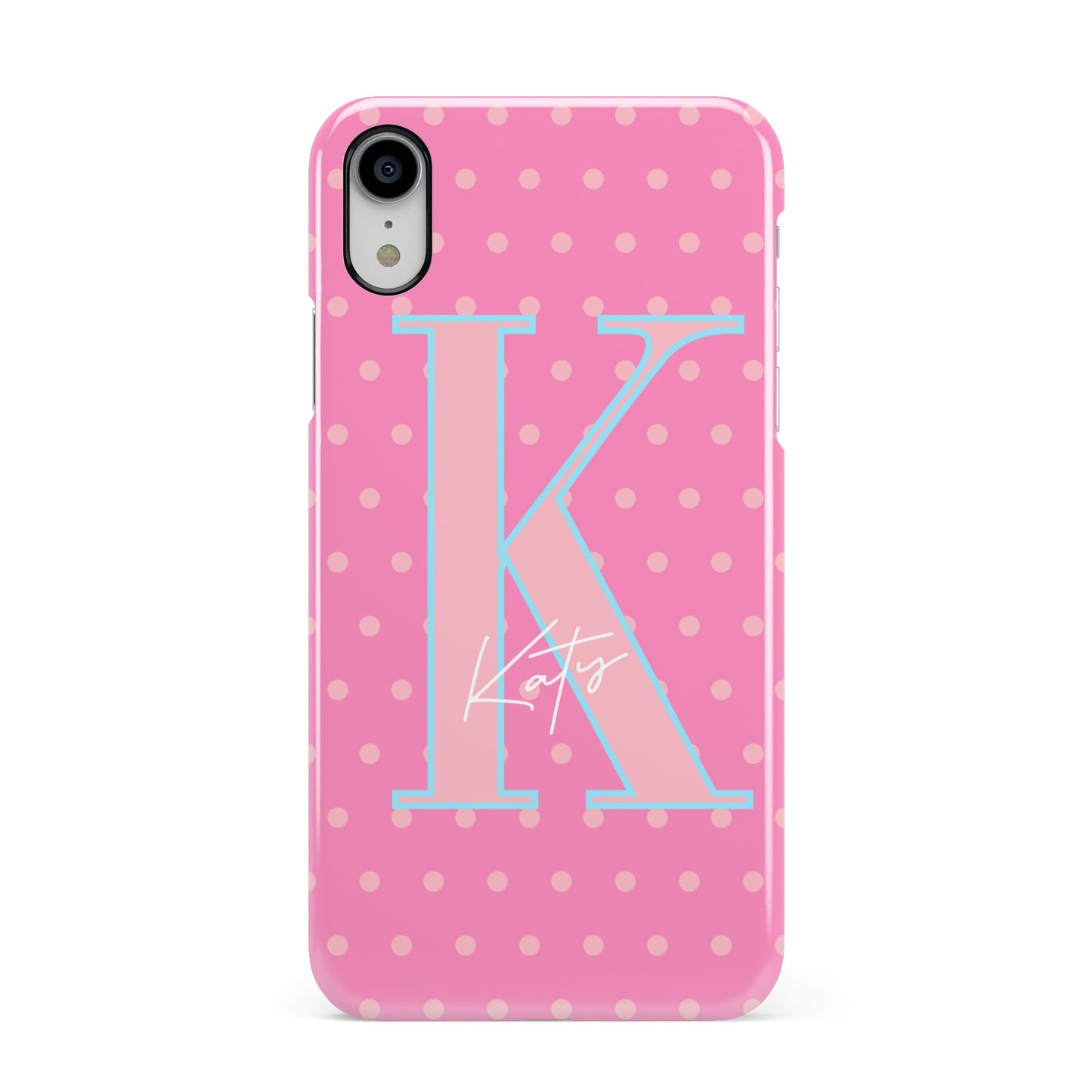 Personalised Pink Dots Apple iPhone XR White 3D Snap Case