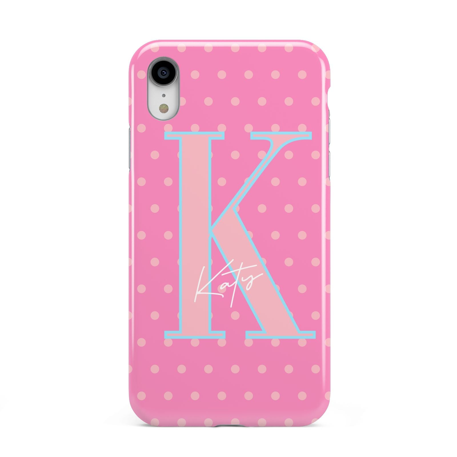 Personalised Pink Dots Apple iPhone XR White 3D Tough Case