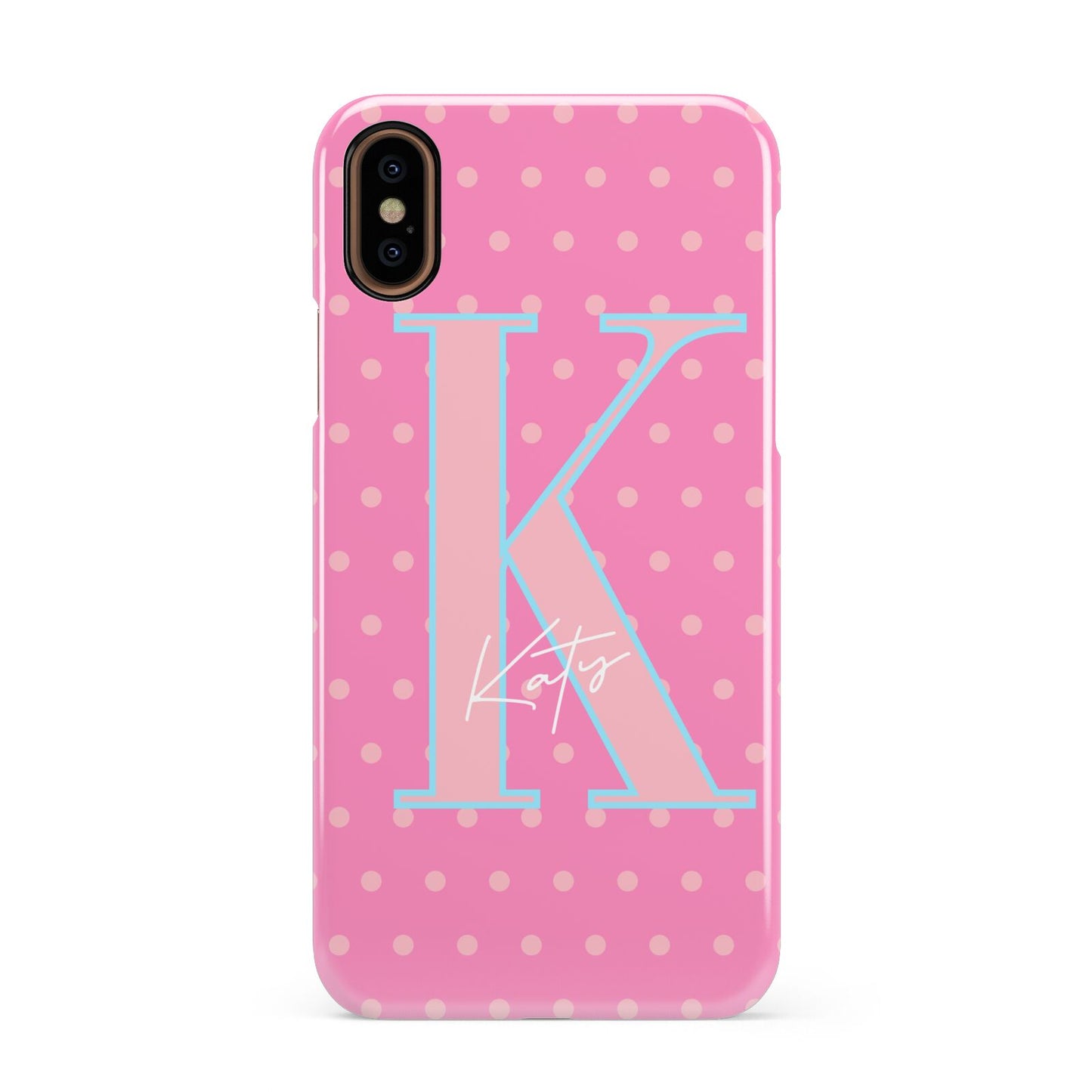 Personalised Pink Dots Apple iPhone XS 3D Snap Case