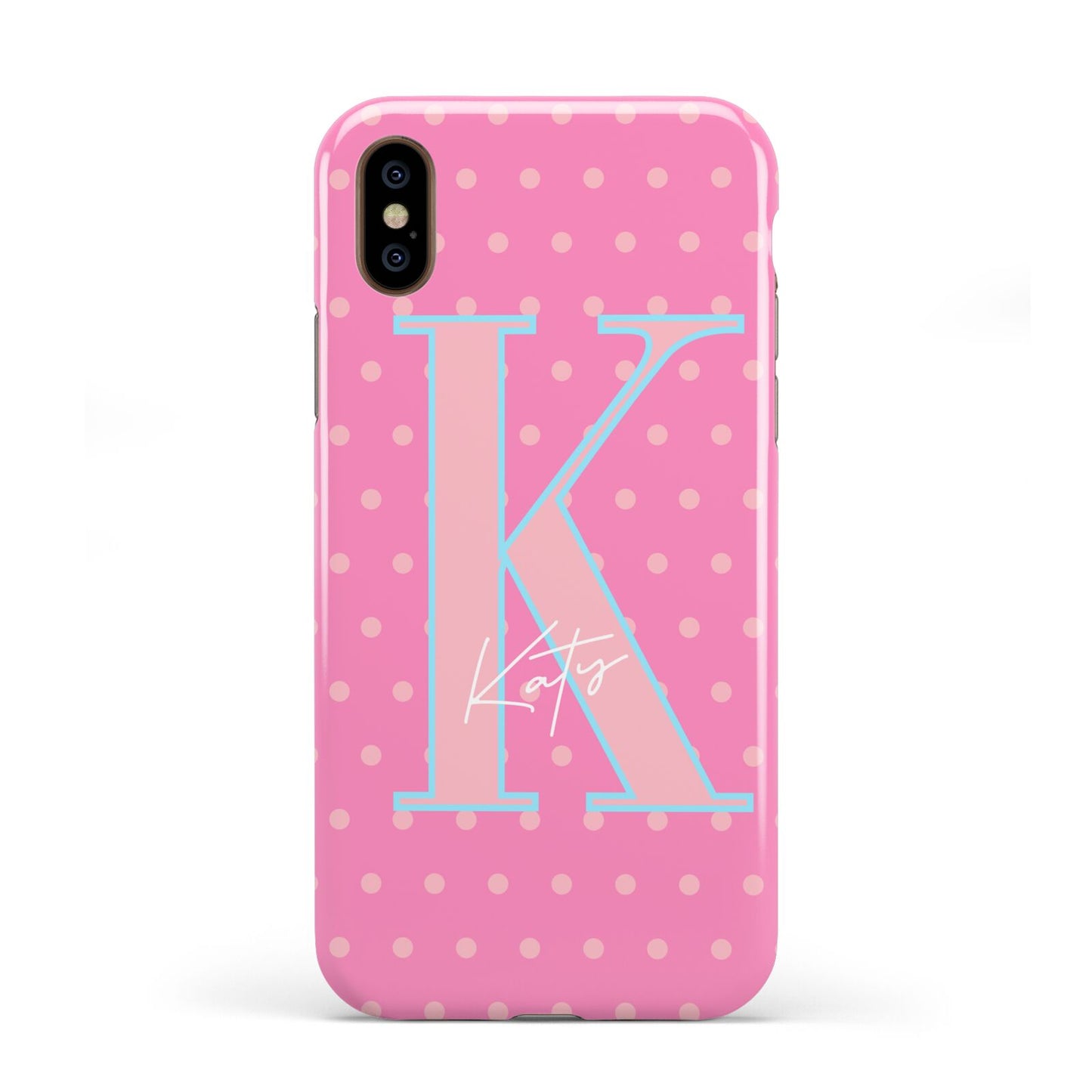 Personalised Pink Dots Apple iPhone XS 3D Tough