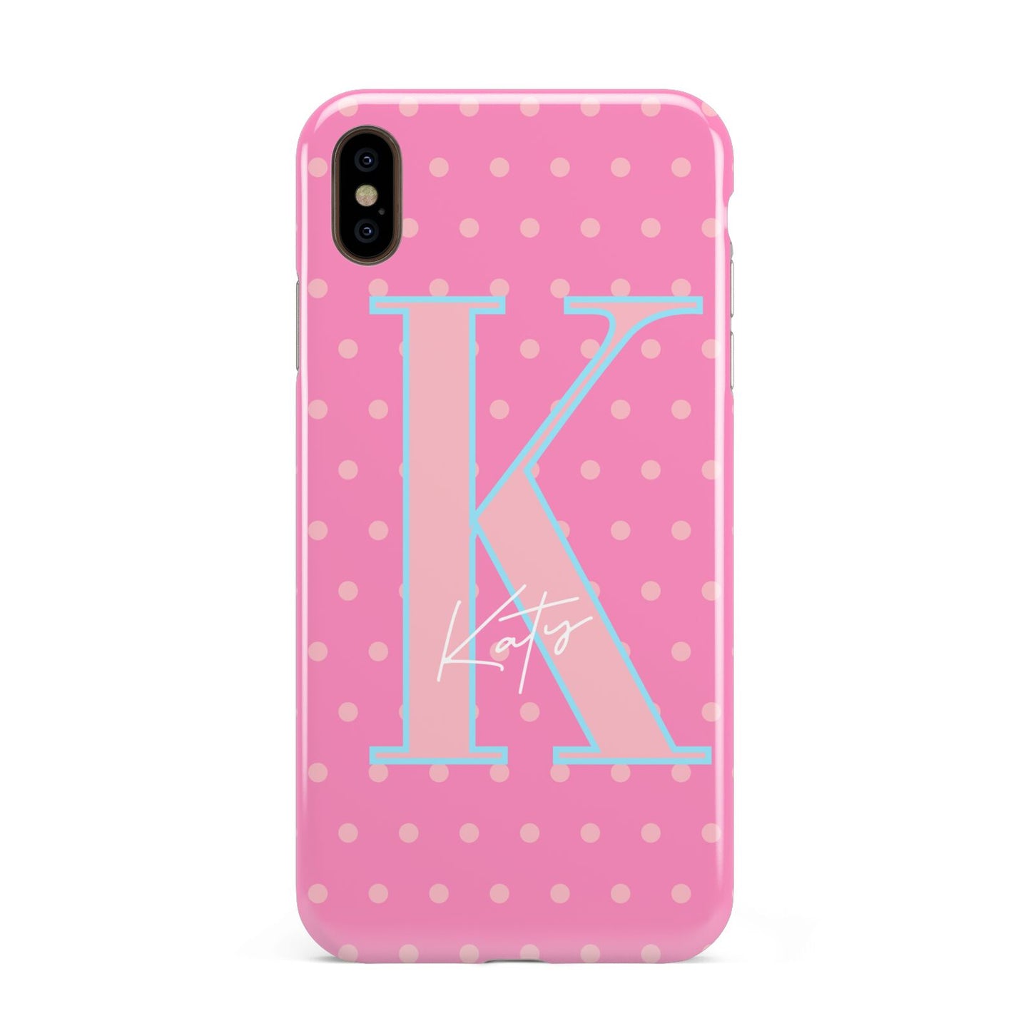 Personalised Pink Dots Apple iPhone Xs Max 3D Tough Case