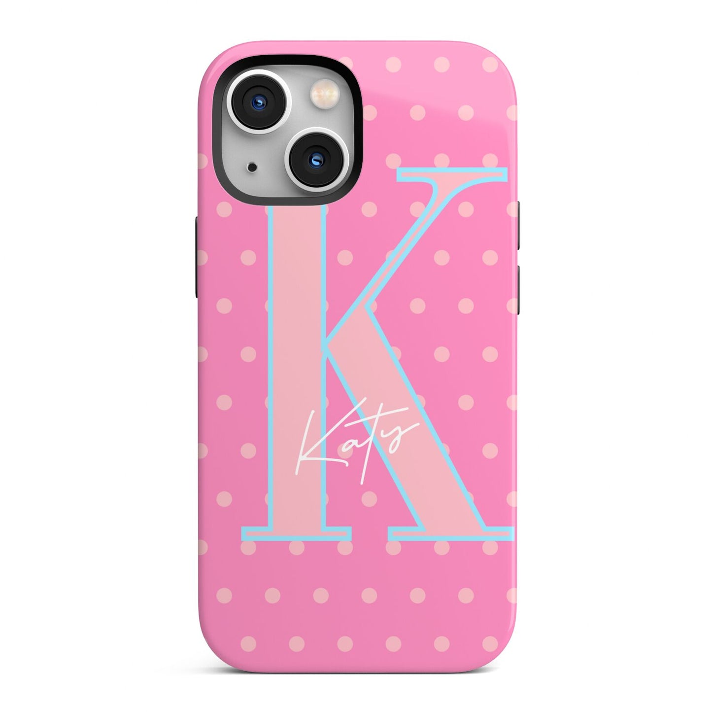 Personalised Pink Dots iPhone 13 Mini Full Wrap 3D Tough Case