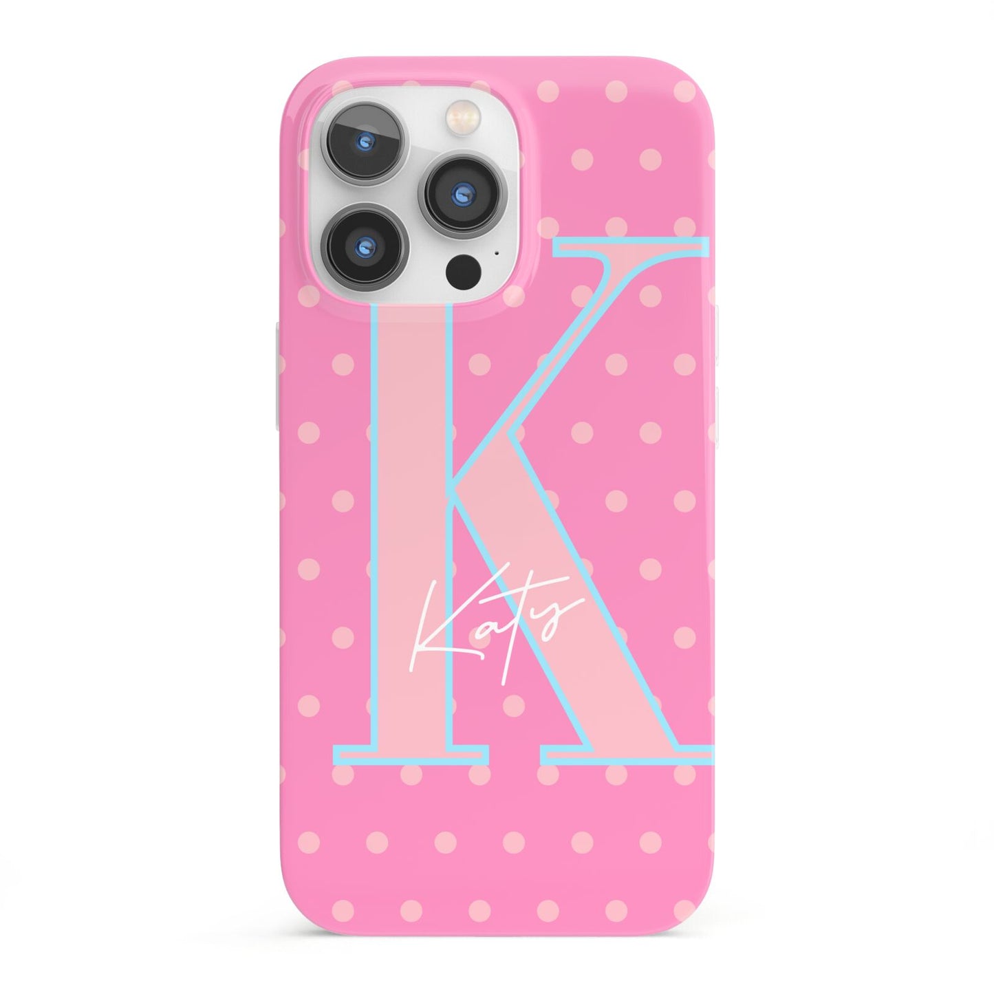 Personalised Pink Dots iPhone 13 Pro Full Wrap 3D Snap Case