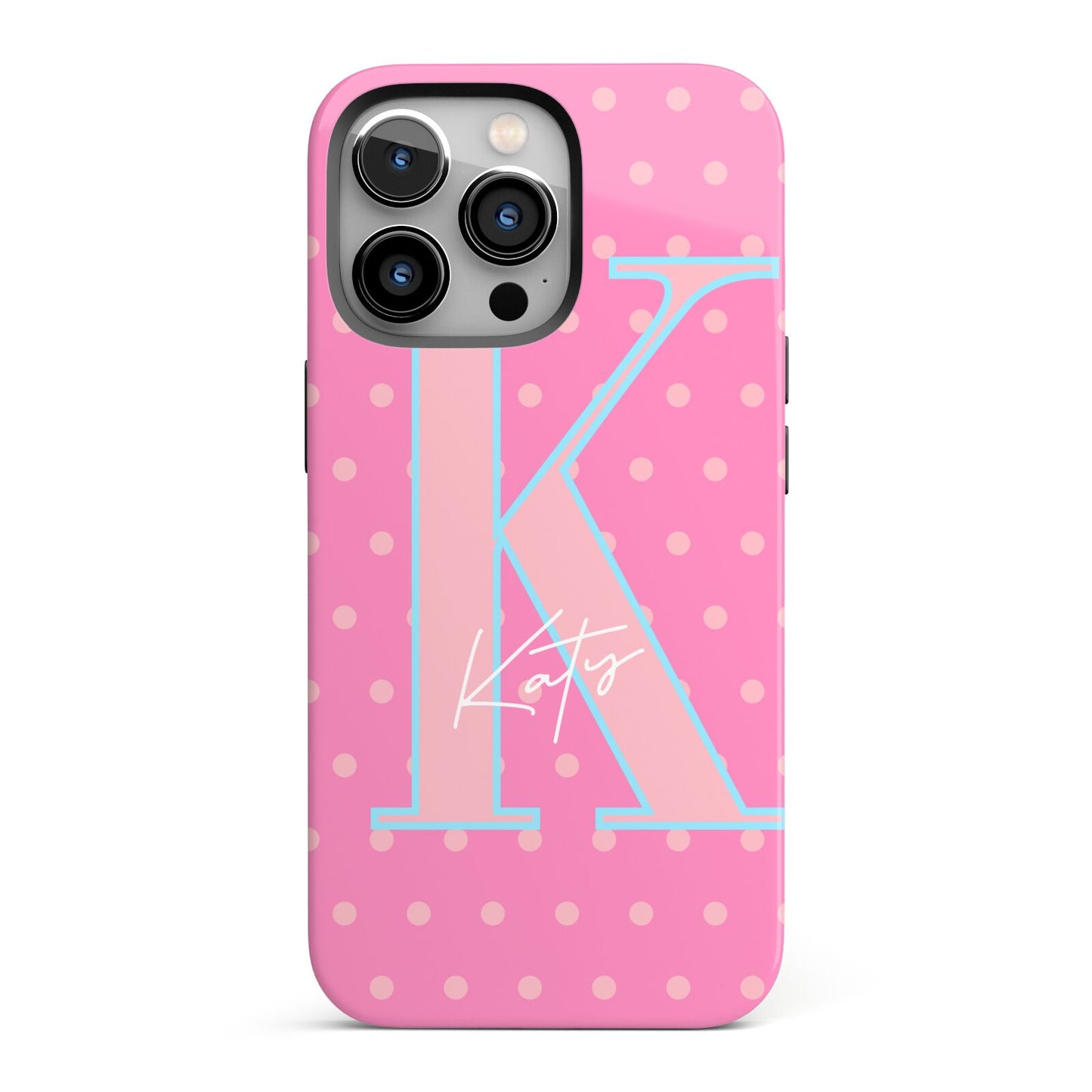 Personalised Pink Dots iPhone 13 Pro Full Wrap 3D Tough Case