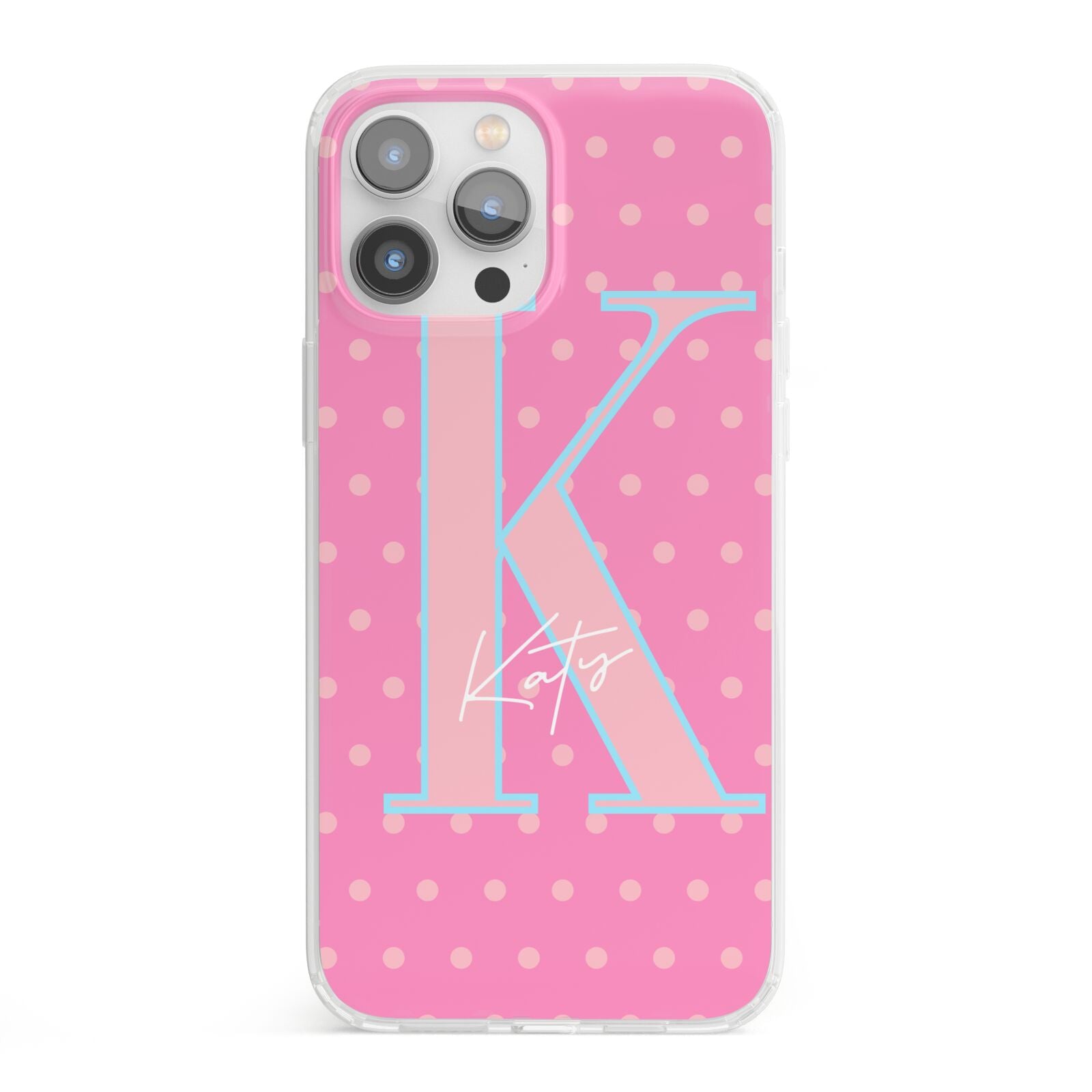 Personalised Pink Dots iPhone 13 Pro Max Clear Bumper Case