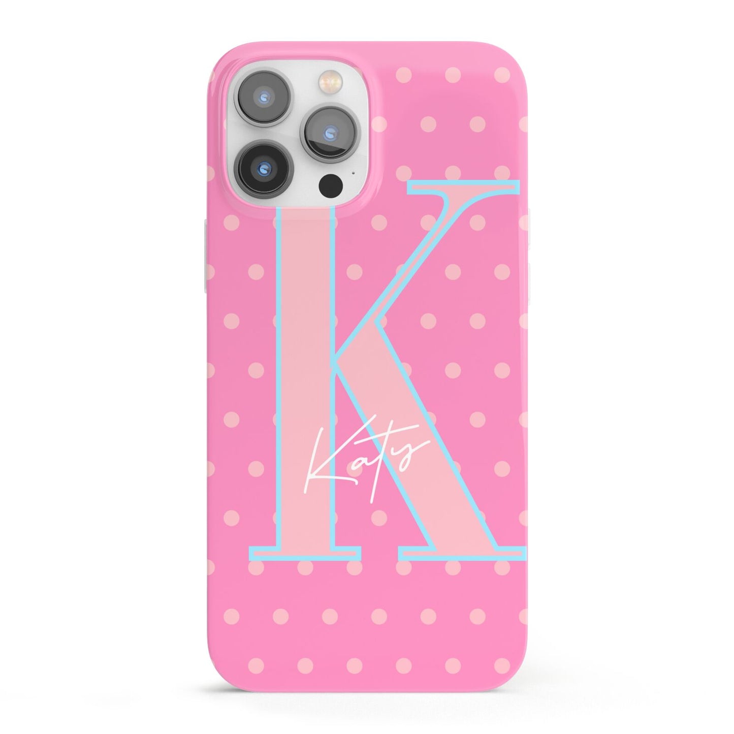 Personalised Pink Dots iPhone 13 Pro Max Full Wrap 3D Snap Case