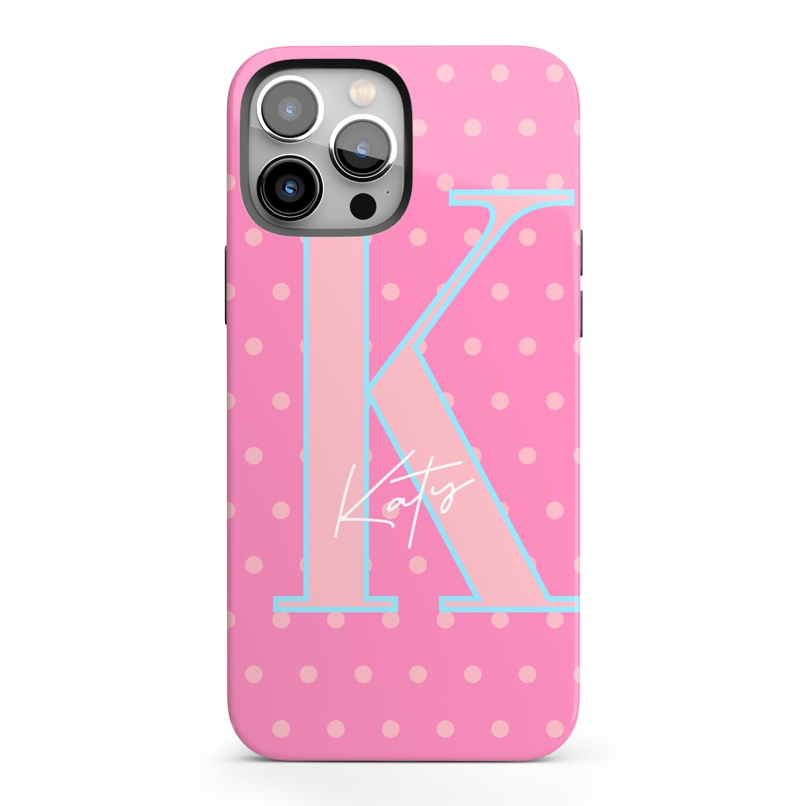 Personalised Pink Dots iPhone 13 Pro Max Full Wrap 3D Tough Case