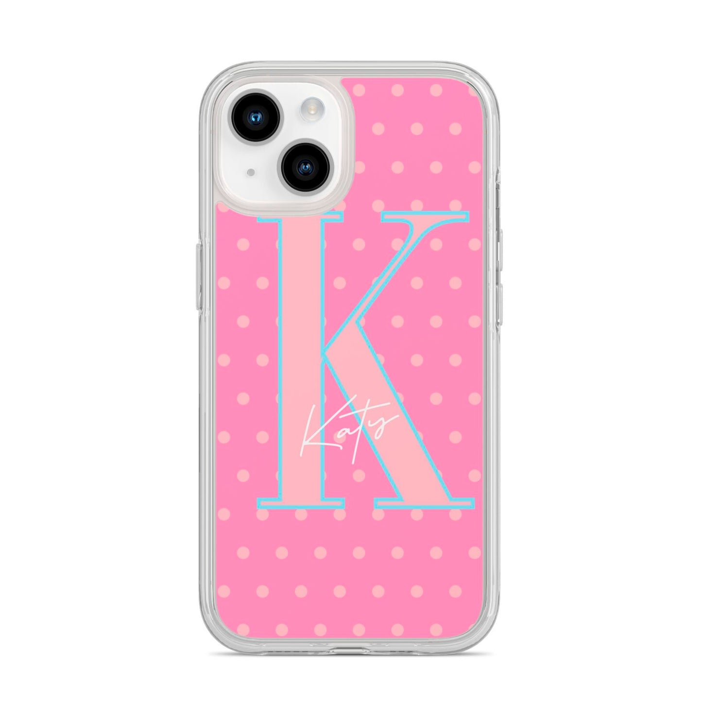 Personalised Pink Dots iPhone 14 Clear Tough Case Starlight