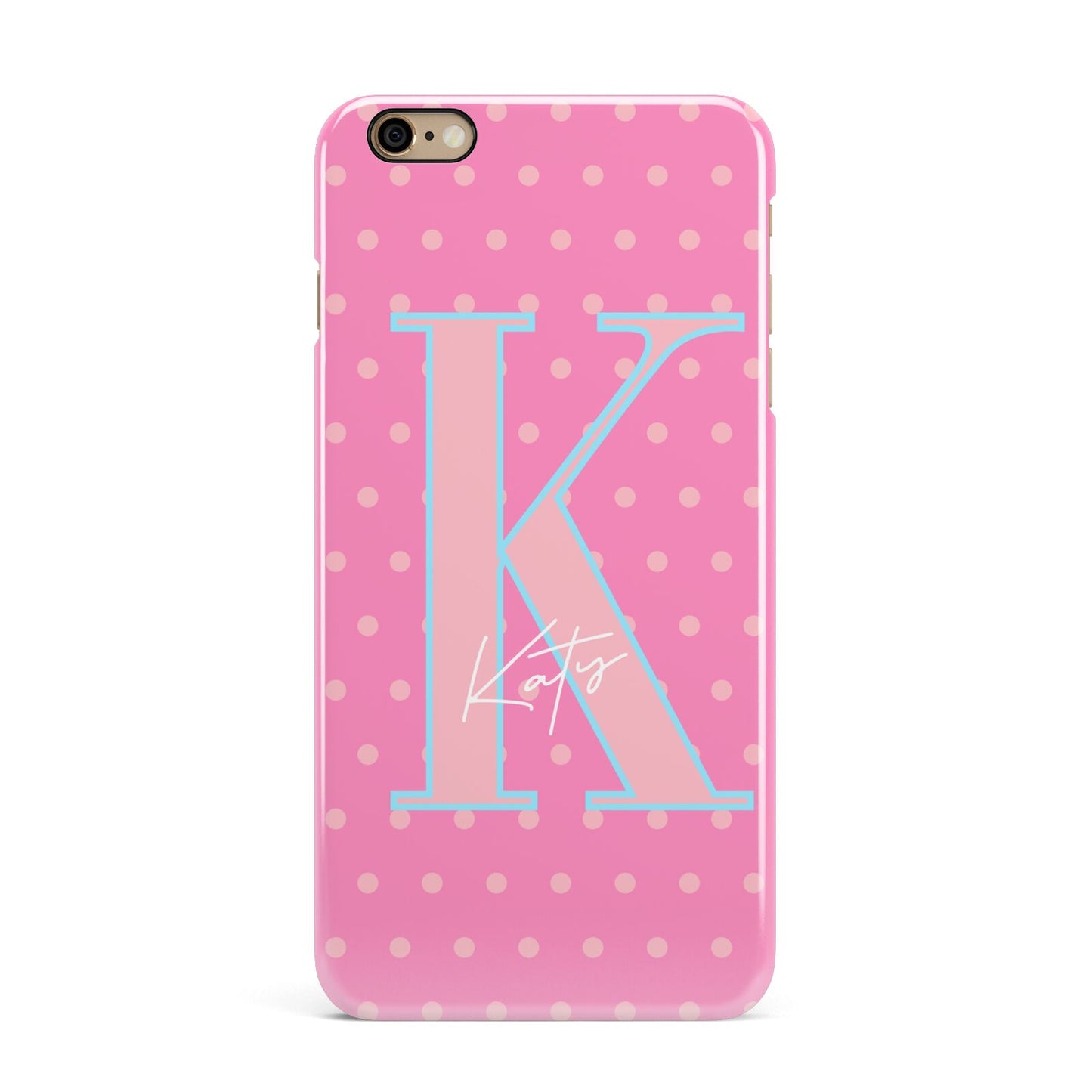 Personalised Pink Dots iPhone 6 Plus 3D Snap Case on Gold Phone