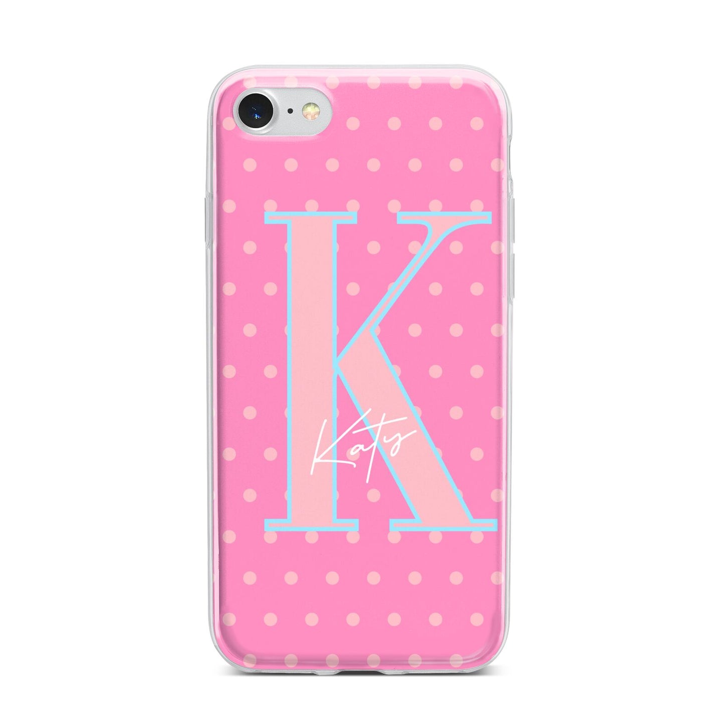 Personalised Pink Dots iPhone 7 Bumper Case on Silver iPhone